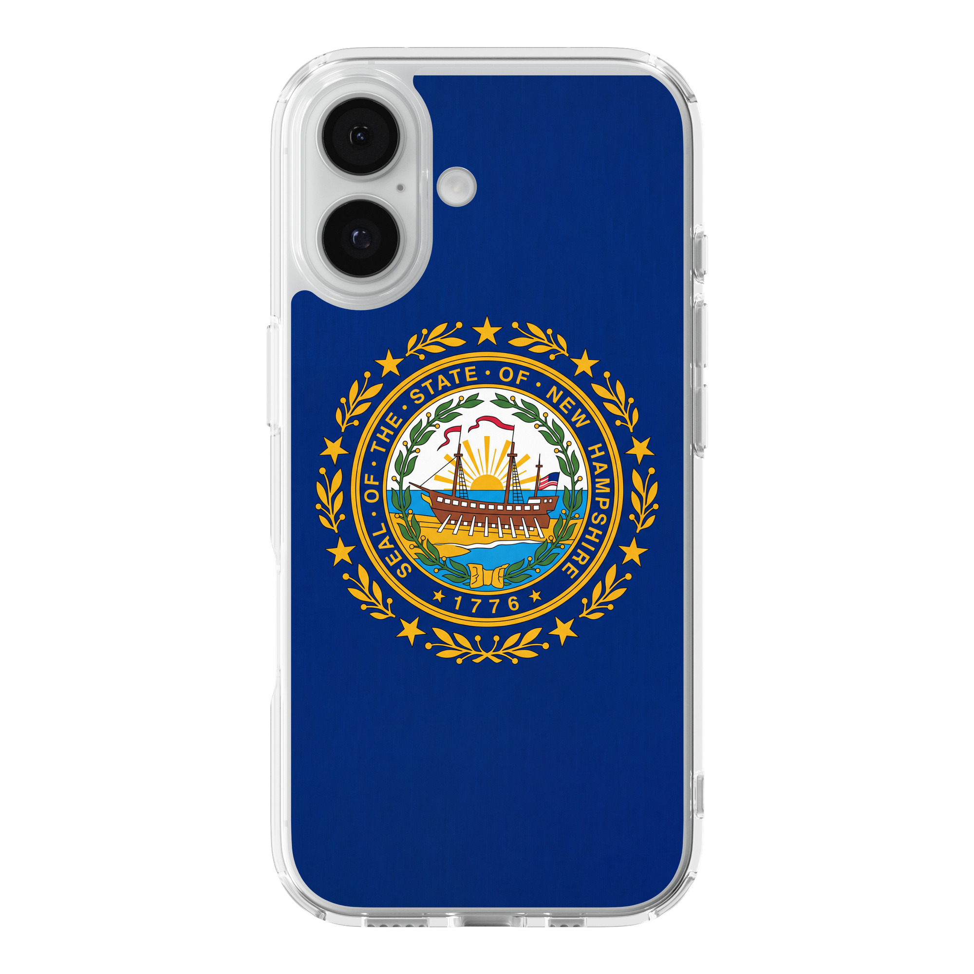 DistinctInk New Hampshire State Flag Clear MagSafe Case for iPhone 18 & 17