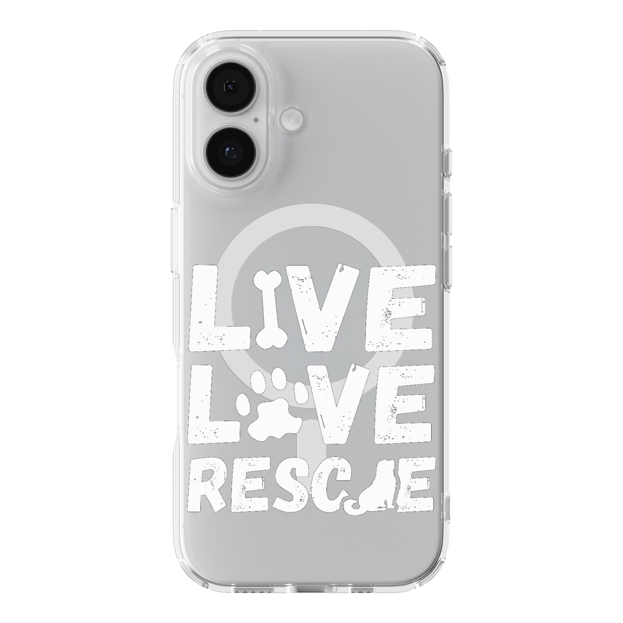 DistinctInk Dog Rescue Clear MagSafe Case for iPhone 18 & 17 Series