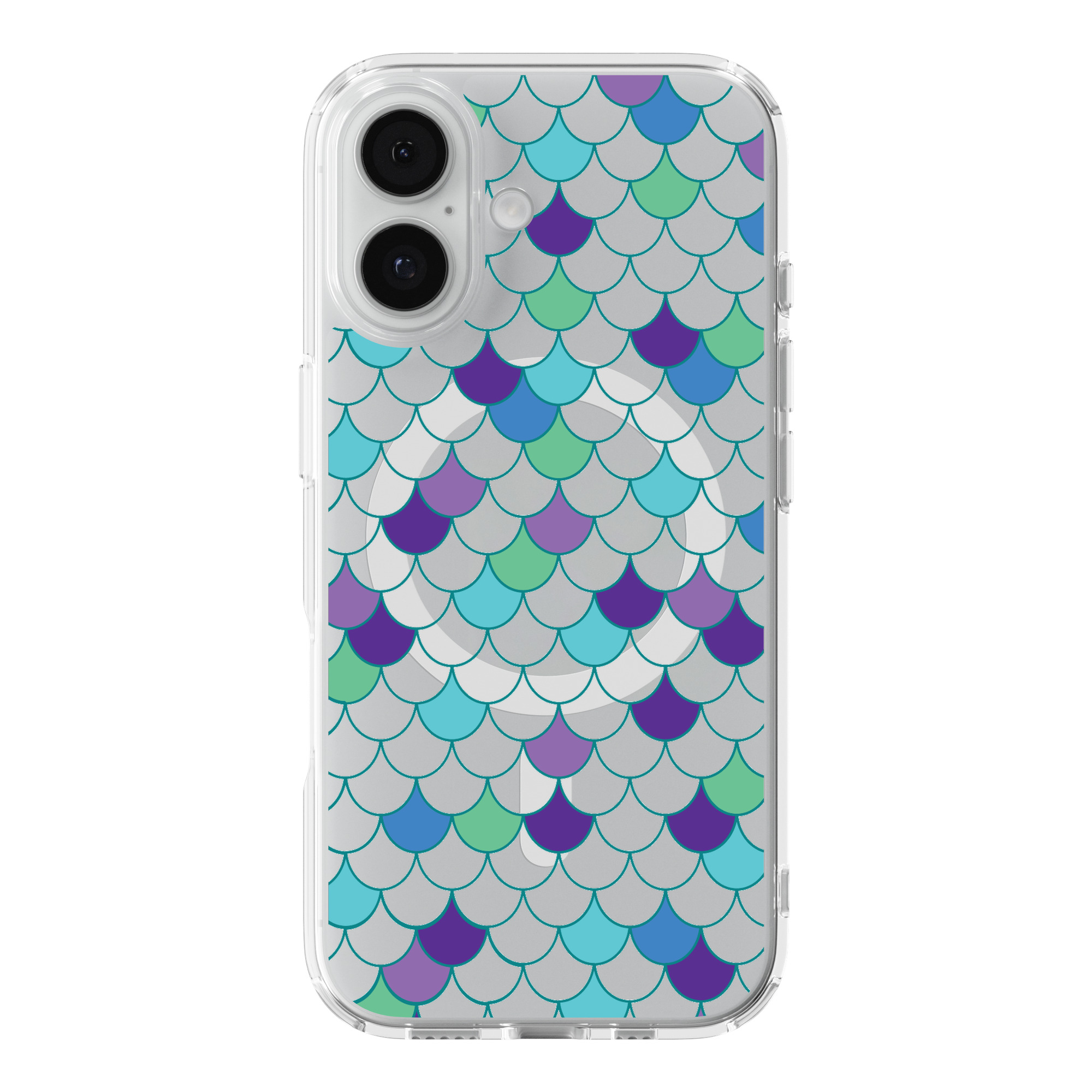 DistinctInk Mermaid Scales Clear MagSafe Case for iPhone 18 & 17 Series