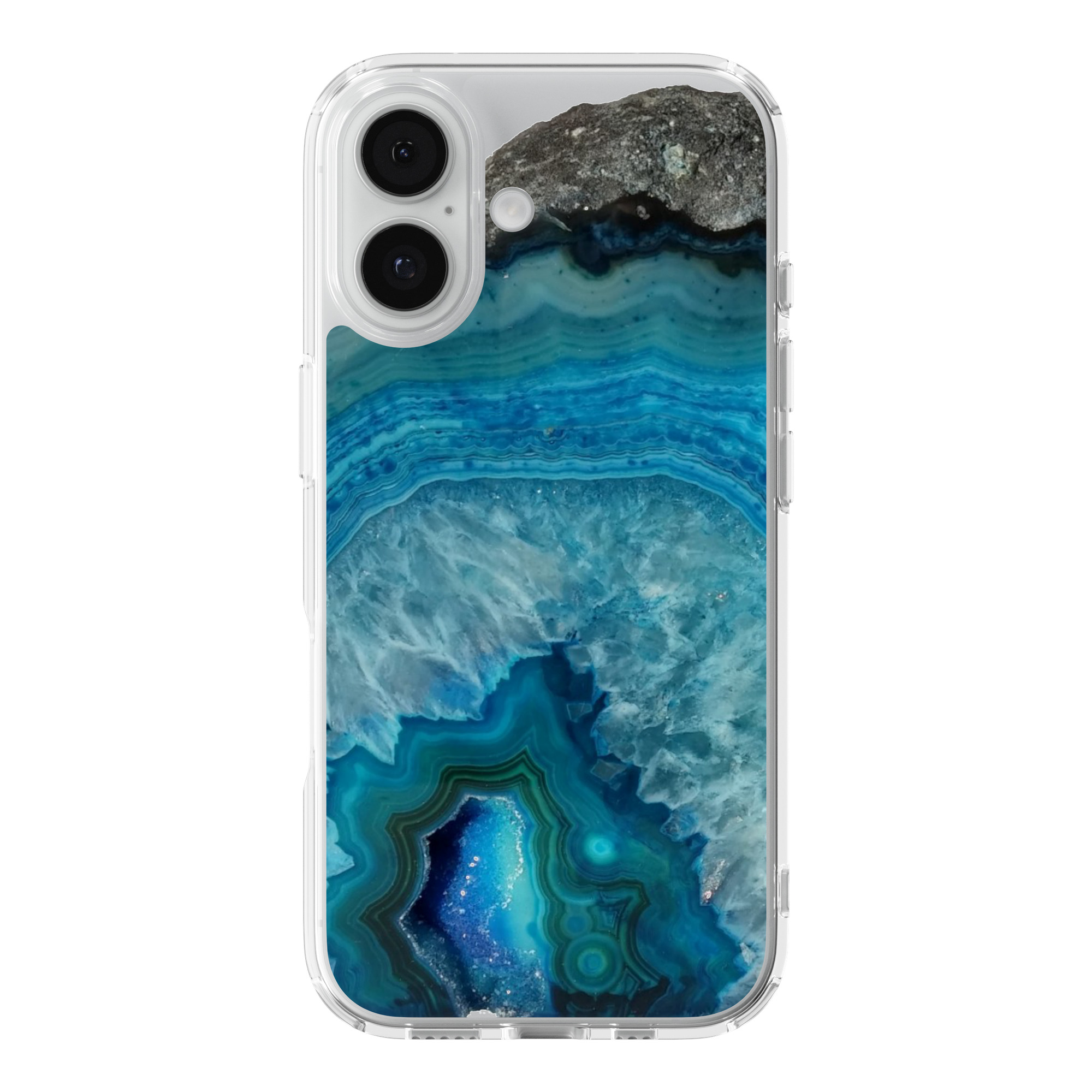 DistinctInk Blue Agate Clear MagSafe Case for iPhone 18 & 17 Series