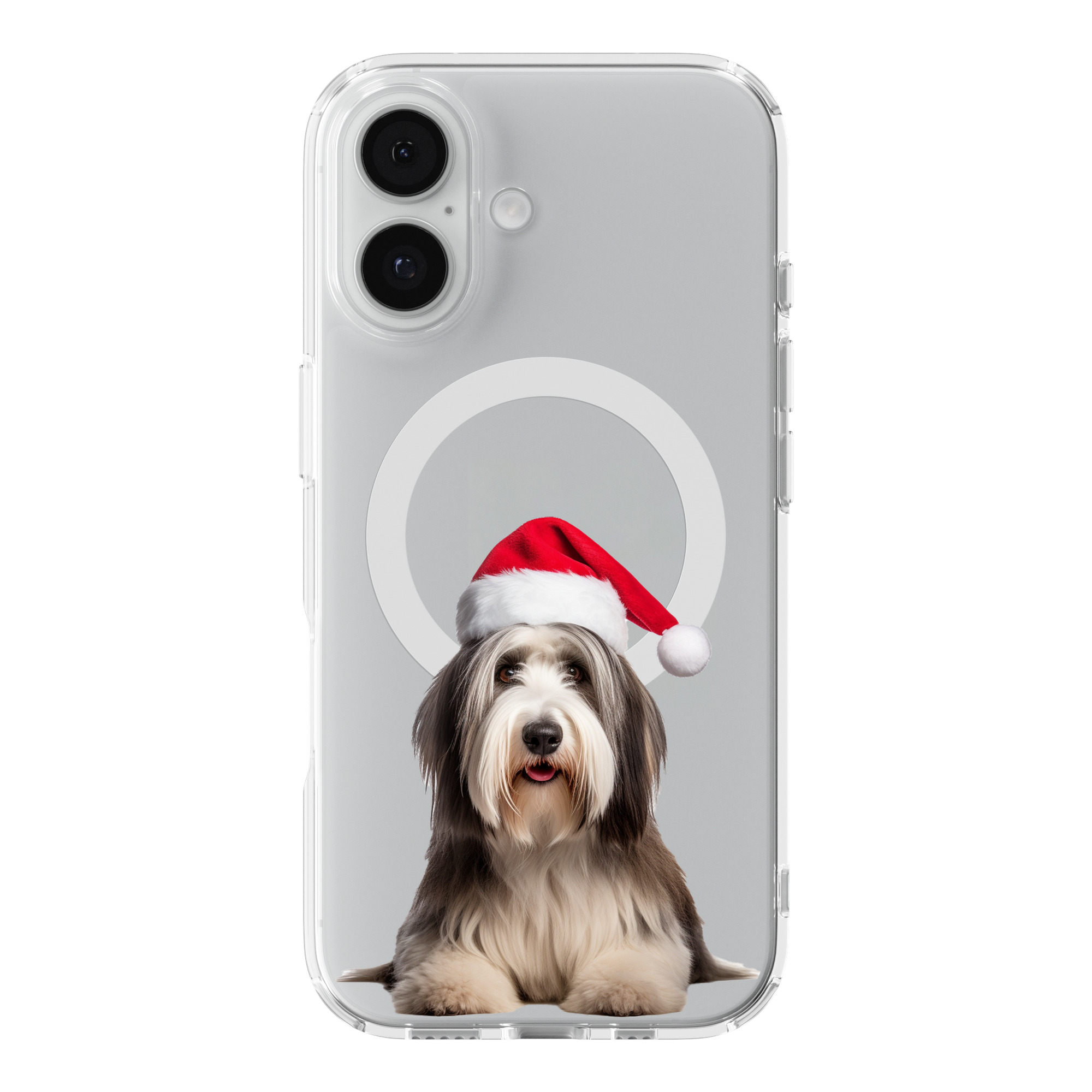 DistinctInk Bearded Collie Clear MagSafe Case for iPhone 18 & 17 Series