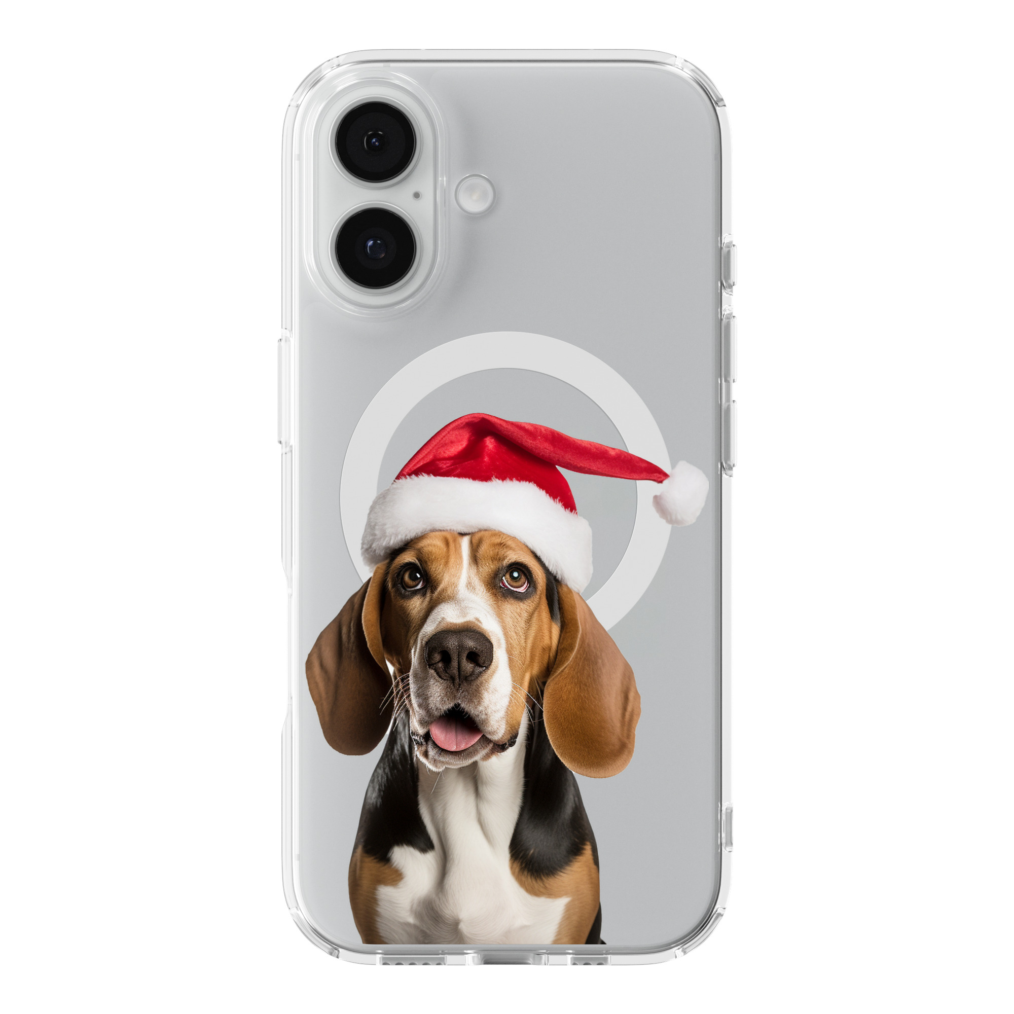 DistinctInk Christmas Treeing Walker Coonhound Clear MagSafe Case iPhone 18/17
