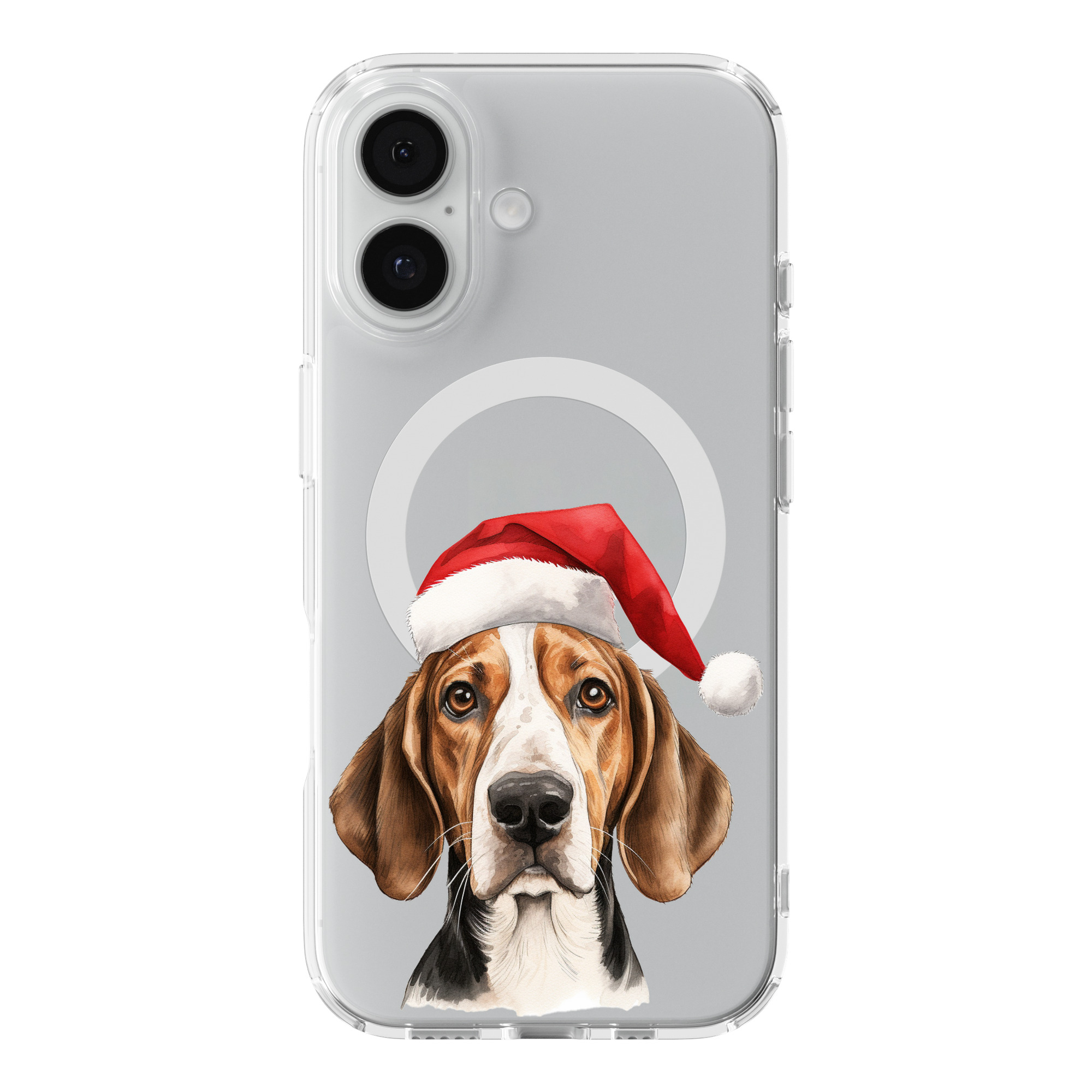 DistinctInk Christmas English Foxhound Clear MagSafe Case for iPhone 18 & 17