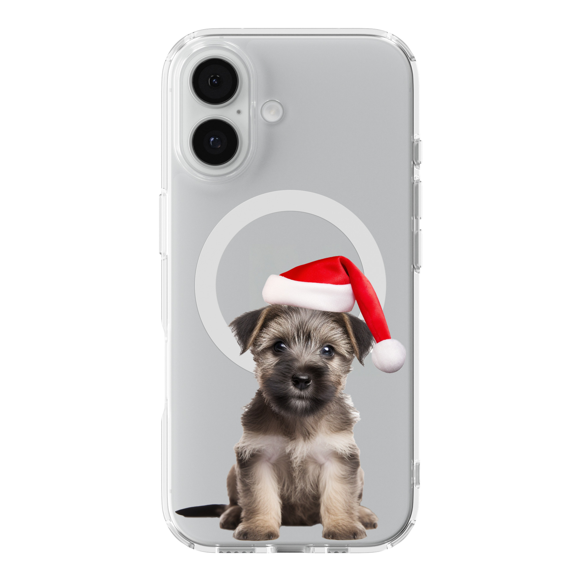 DistinctInk American Hairles Terrier Puppy Clear MagSafe Case for iPhone 18 & 17