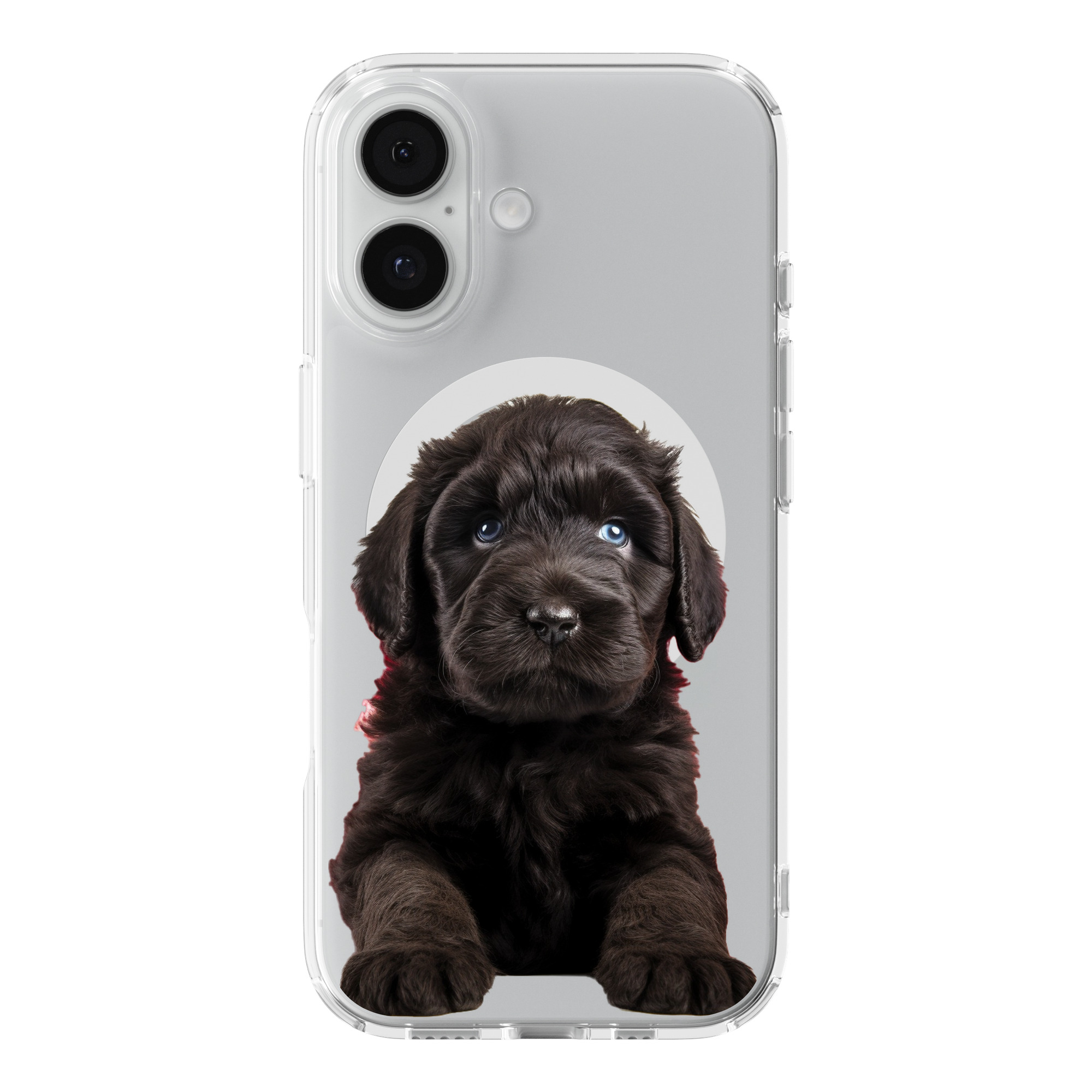 DistinctInk Christmas Black Russian Terrier Puppy Clear MagSafe Case
