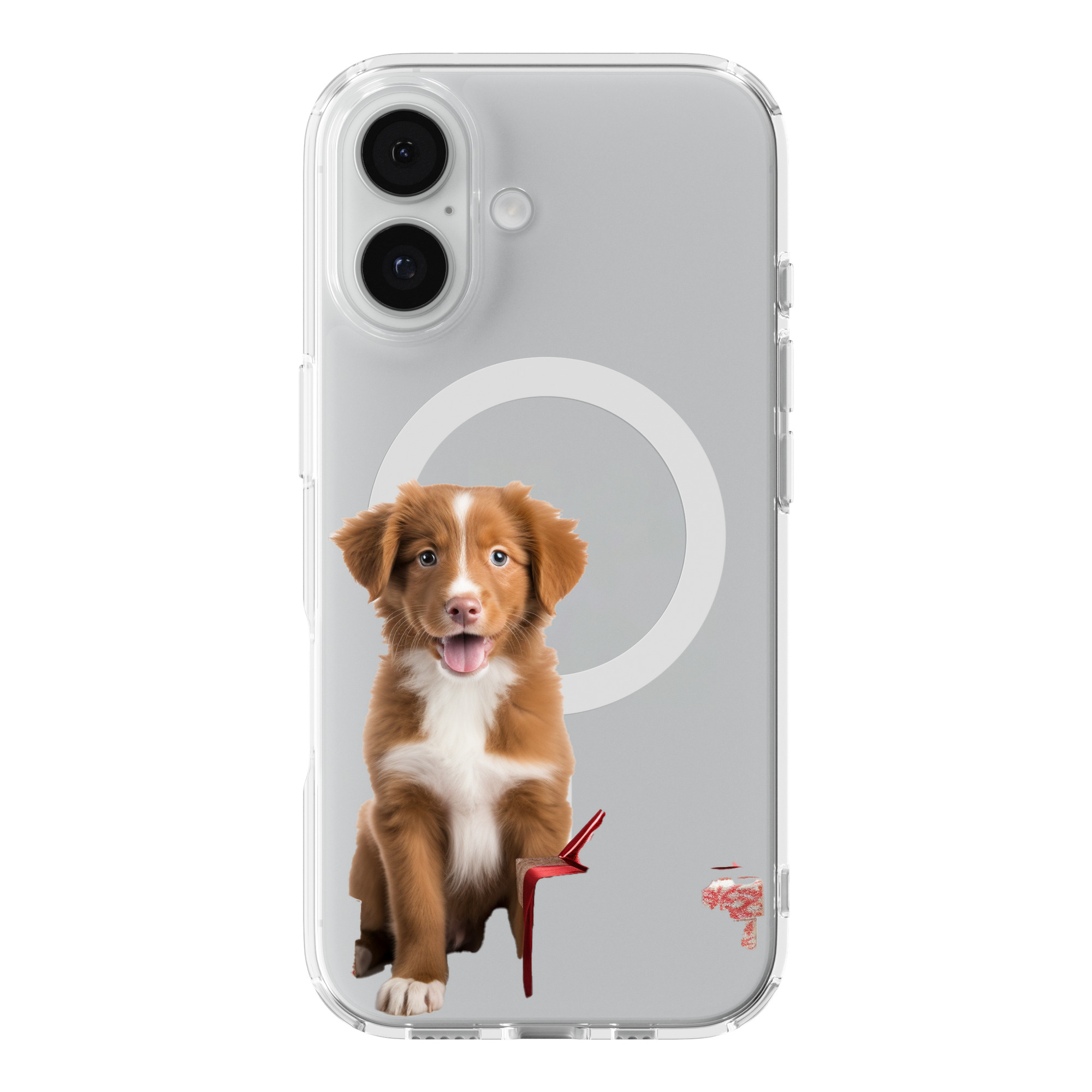 DistinctInk Christmas Nova Scotia Duck Tolling Retriever Puppy Clear MagSafe Cas