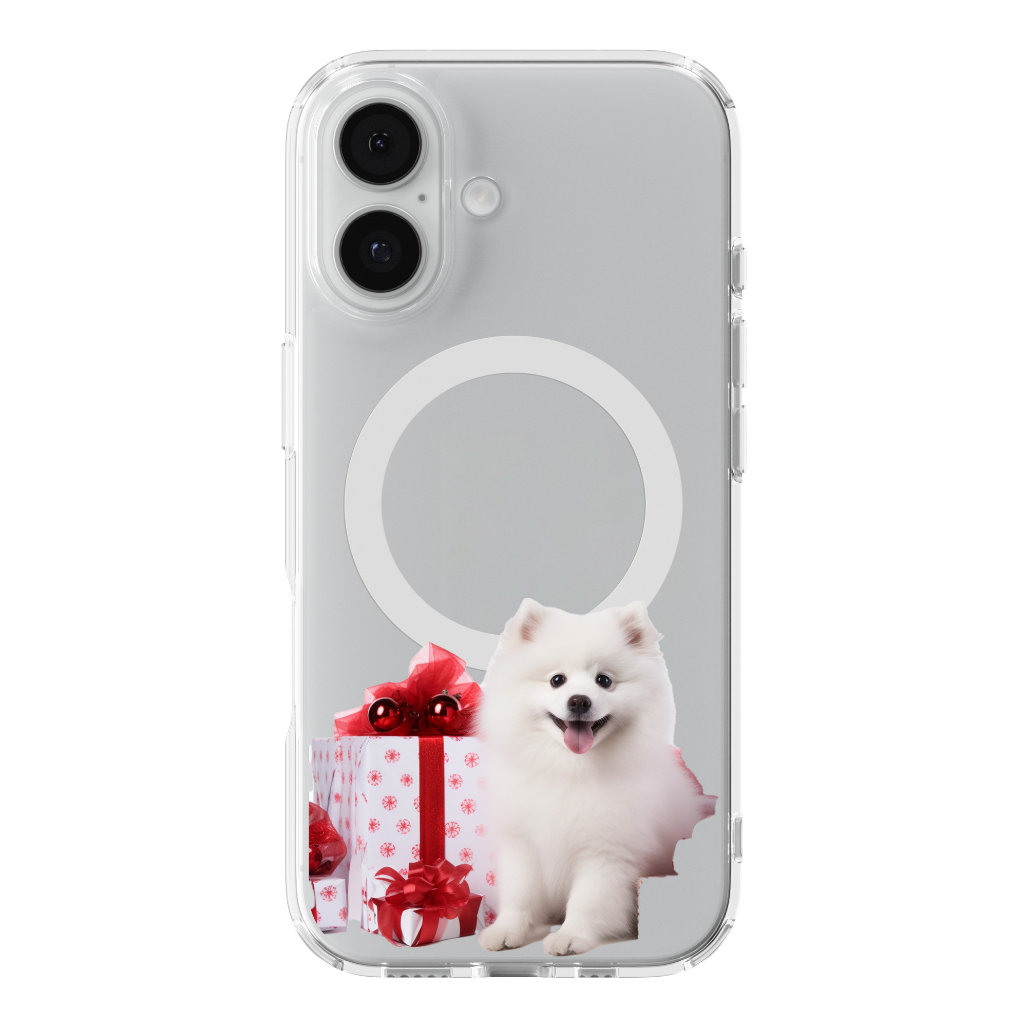DistinctInk American Eskimo Clear MagSafe Case for iPhone 18 & 17 Series