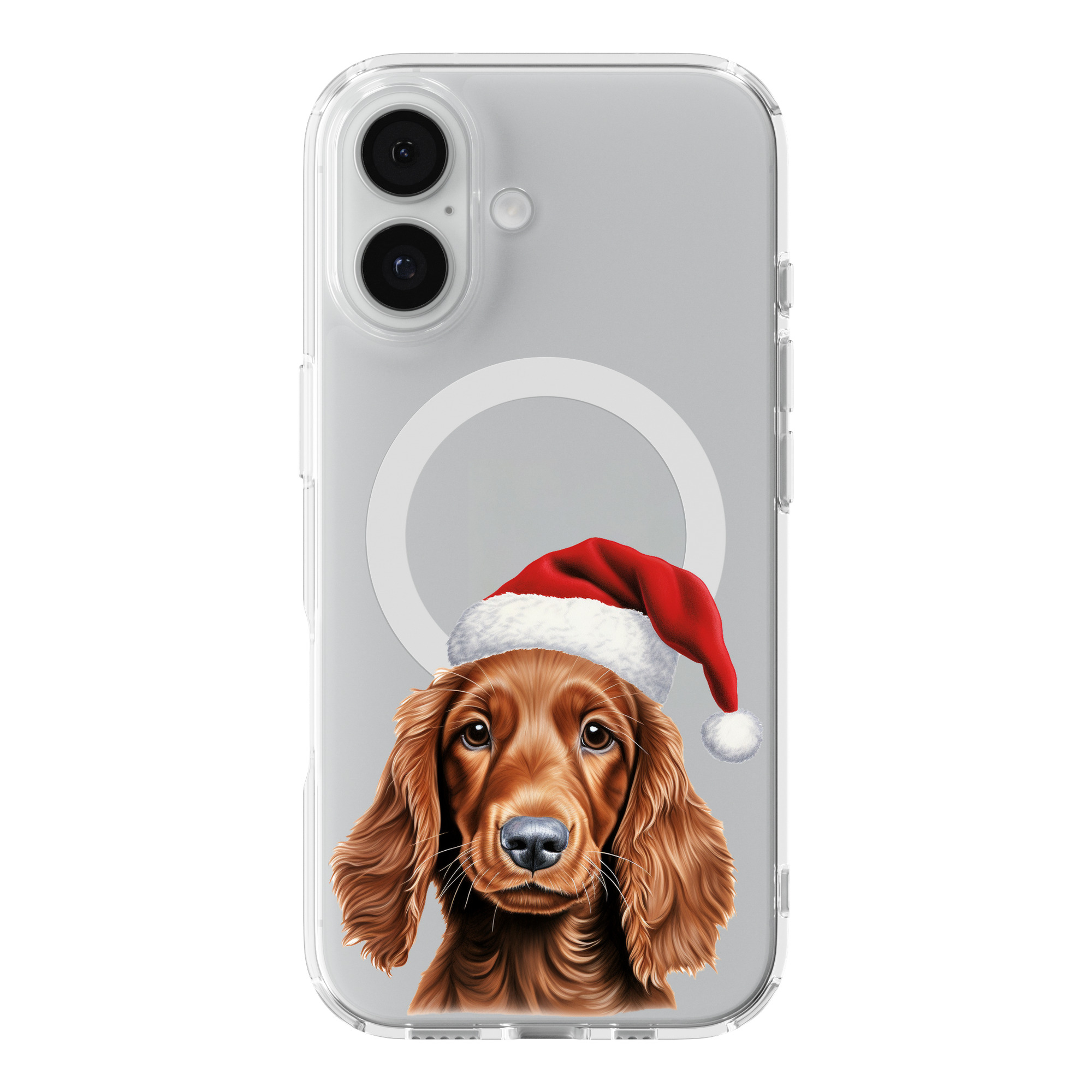 DistinctInk Santa Setter Clear MagSafe Case for iPhone 18 & 17 Series