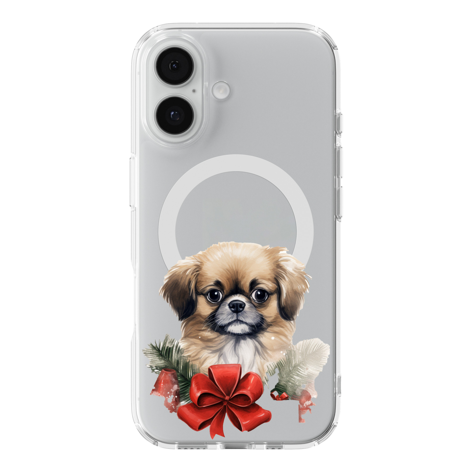 DistinctInk Tibetan Spaniel Clear MagSafe Case for iPhone 18 & 17 Series