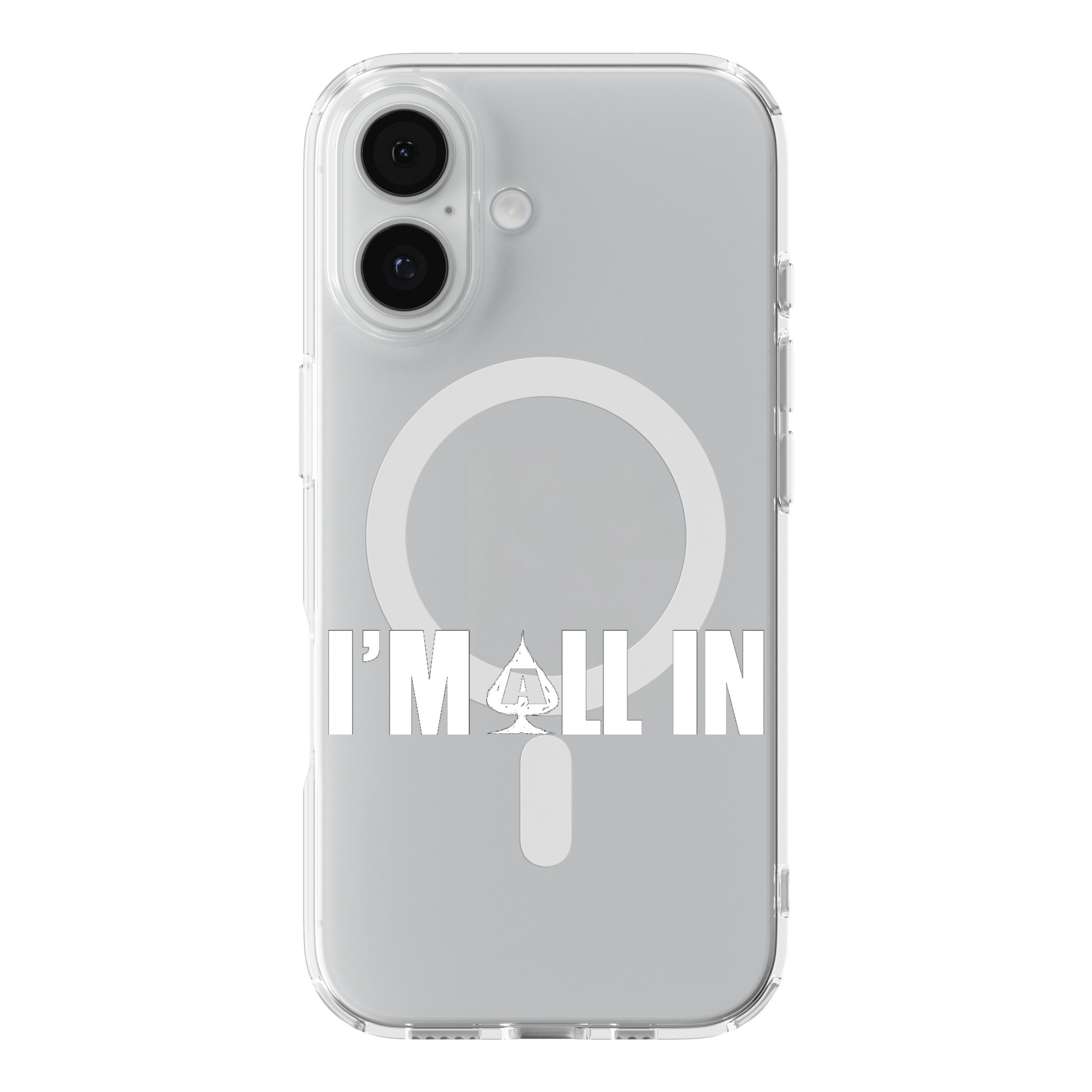 DistinctInk Poker Casino Cards Gambling Black Clear MagSafe Case iPhone 18/17