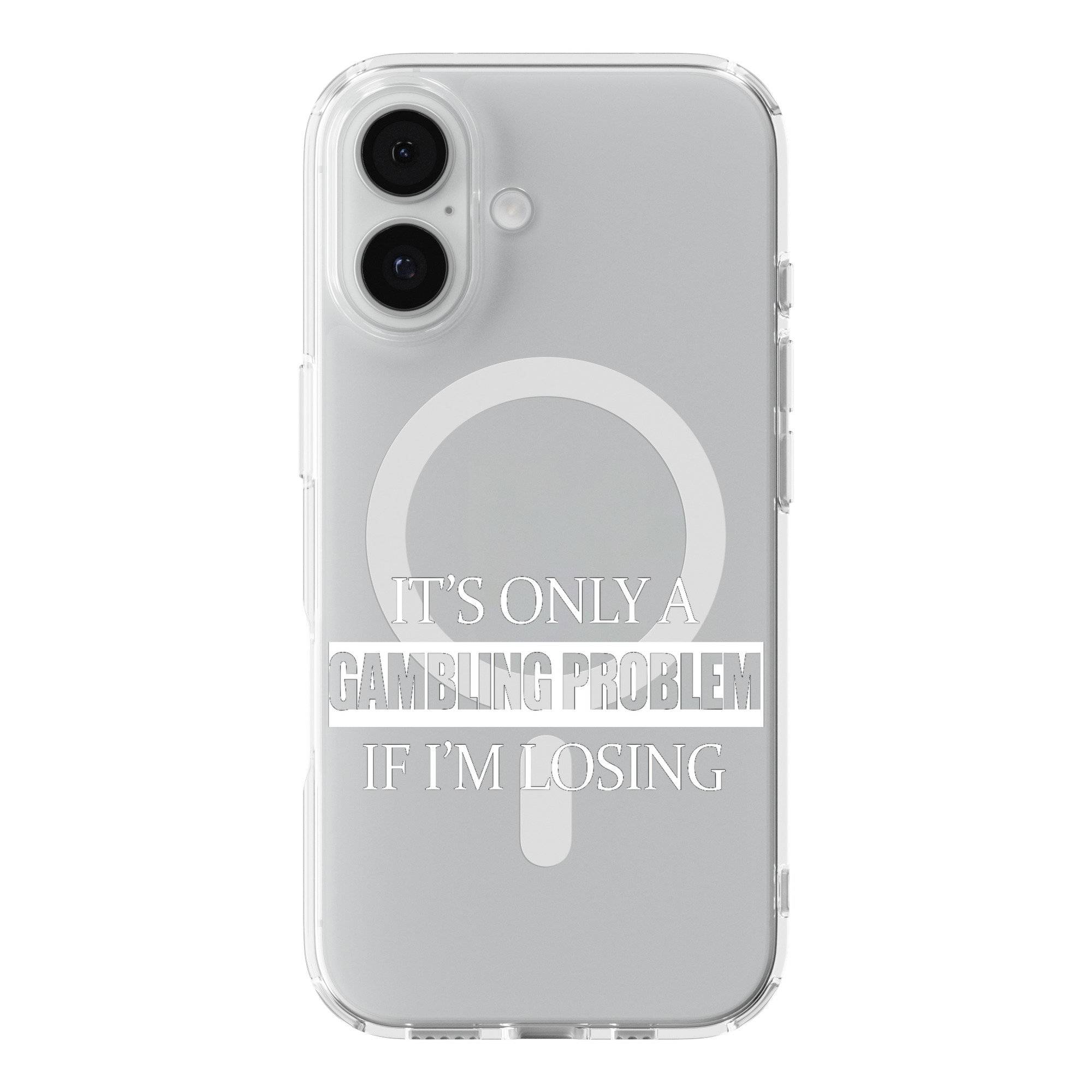 DistinctInk Gambling Quote Clear MagSafe Case for iPhone 18 & 17 Series