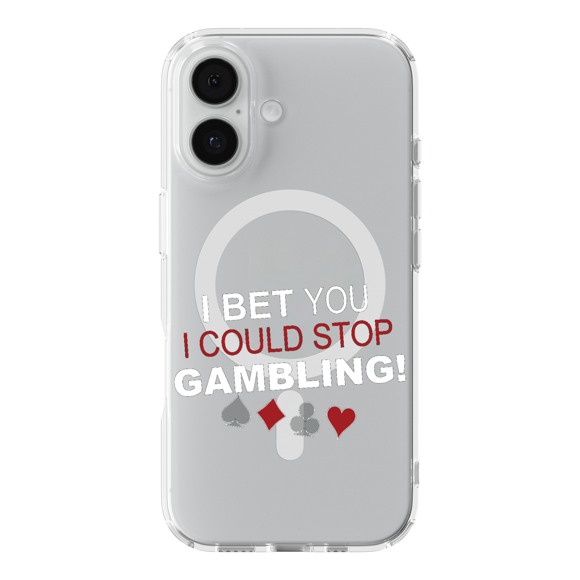 DistinctInk Funny Gambler Clear MagSafe Case for iPhone 18 & 17 Series