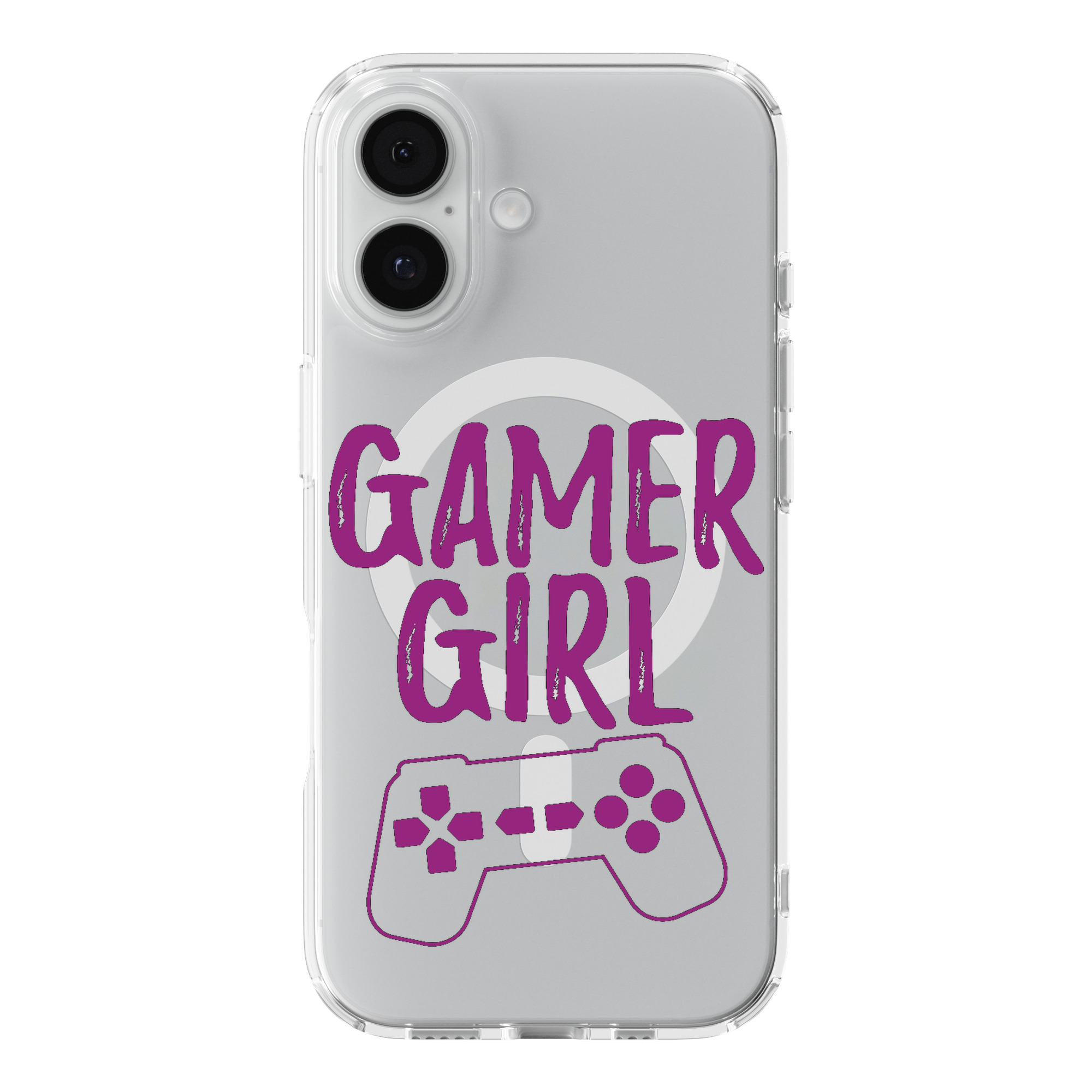 DistinctInk Gamer Girl - Video Games Clear MagSafe Case for iPhone 18 & 17