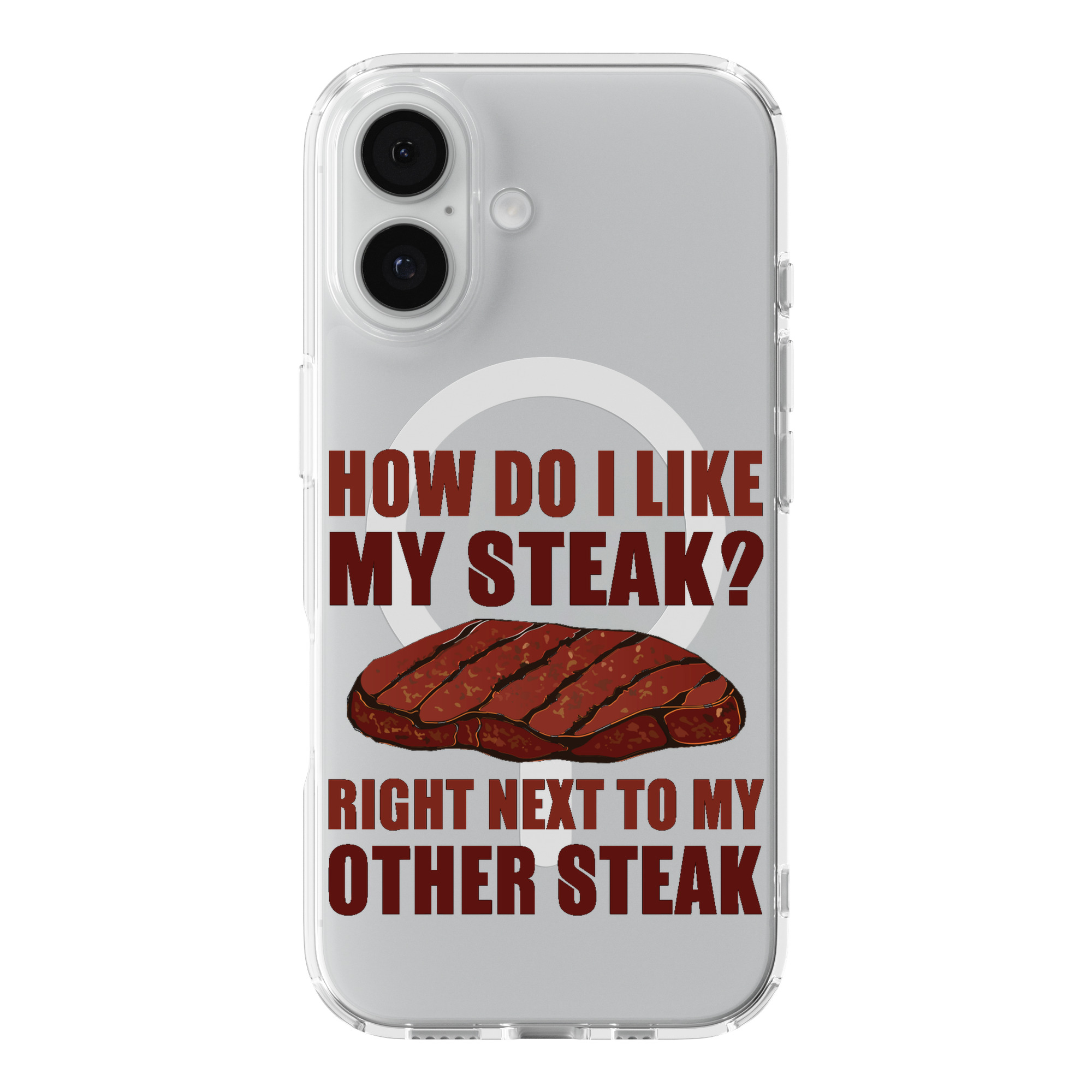 DistinctInk Steak Lover Clear MagSafe Case for iPhone 18 & 17 Series