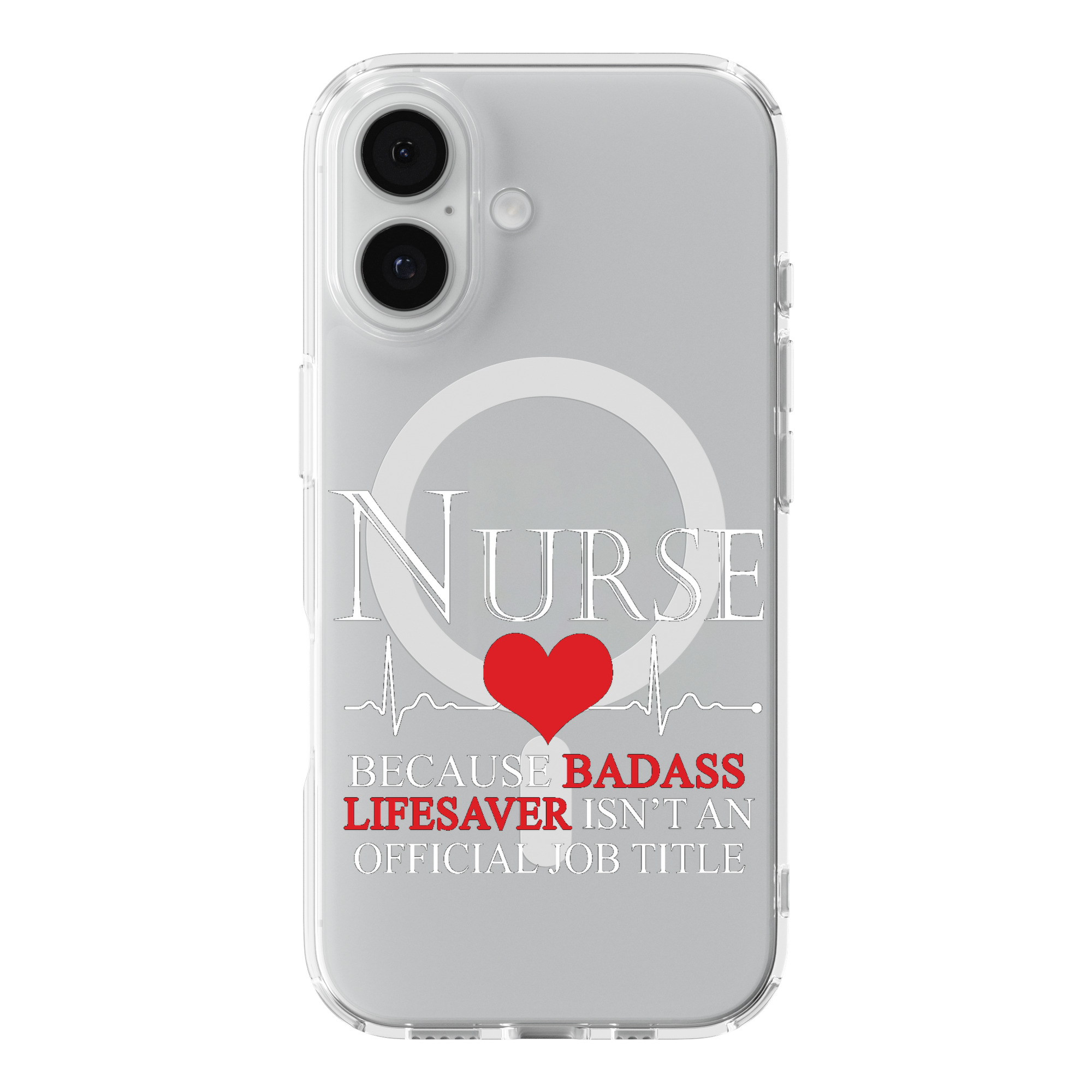 DistinctInk Badass Nurse Clear MagSafe Case for iPhone 18 & 17 Series
