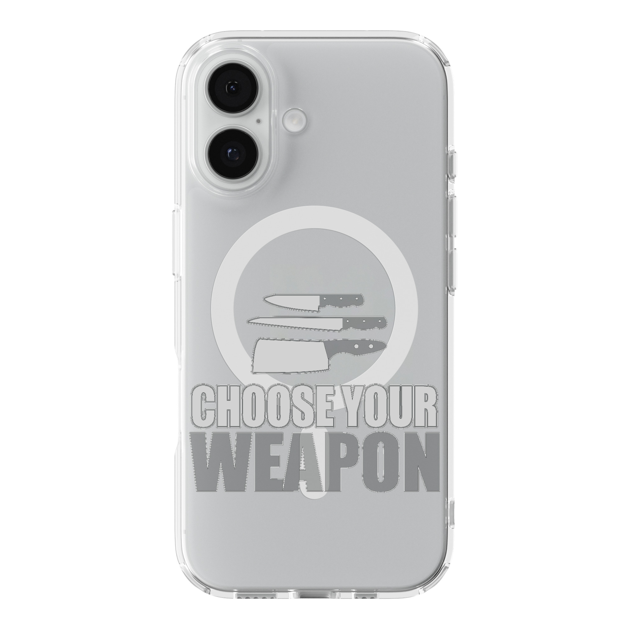 DistinctInk Choose Your Weapon - Chef Knives Clear MagSafe Case iPhone 18/17