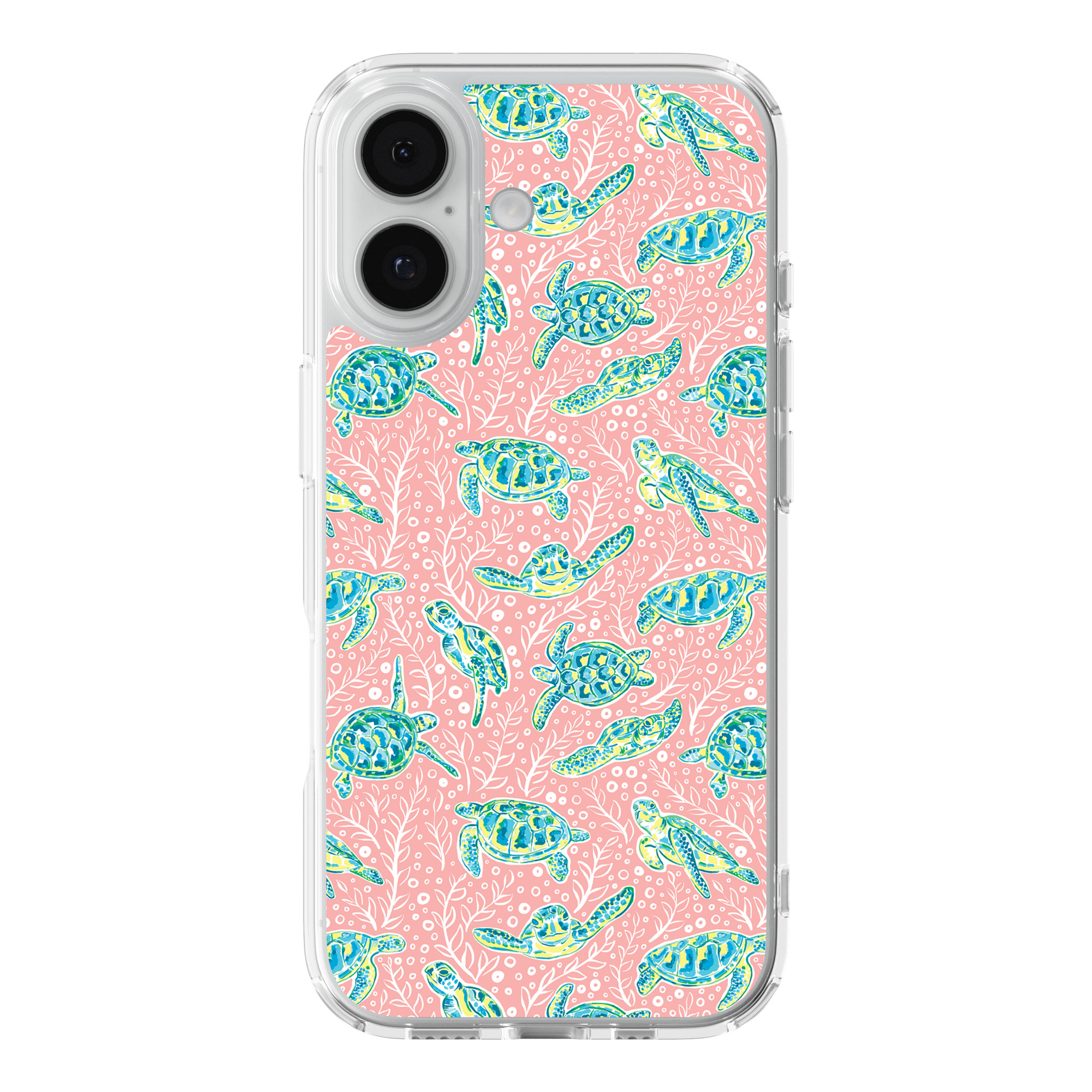 DistinctInk Pink Sea Turtle Clear MagSafe Case for iPhone 18 & 17 Series