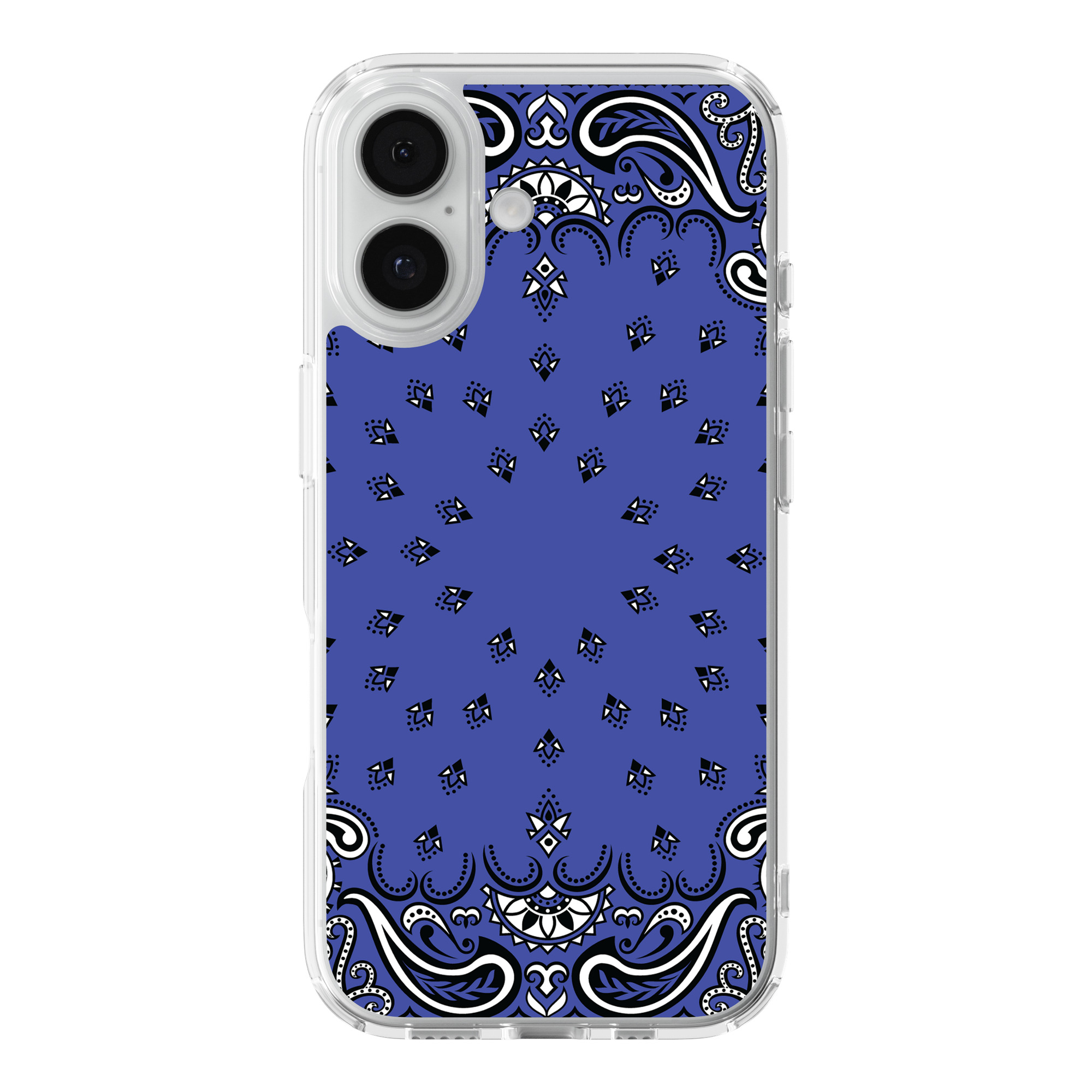 DistinctInk Blue Bandana Clear MagSafe Case for iPhone 18 & 17 Series