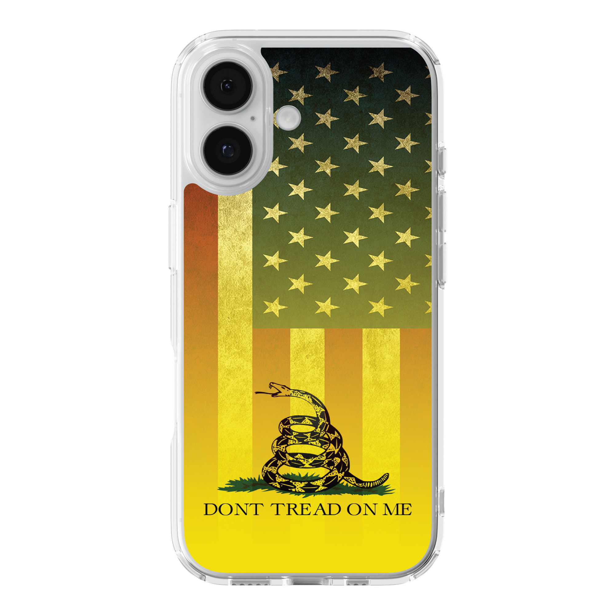 DistinctInk US Gadsden Flag Clear MagSafe Case for iPhone 18 & 17 Series
