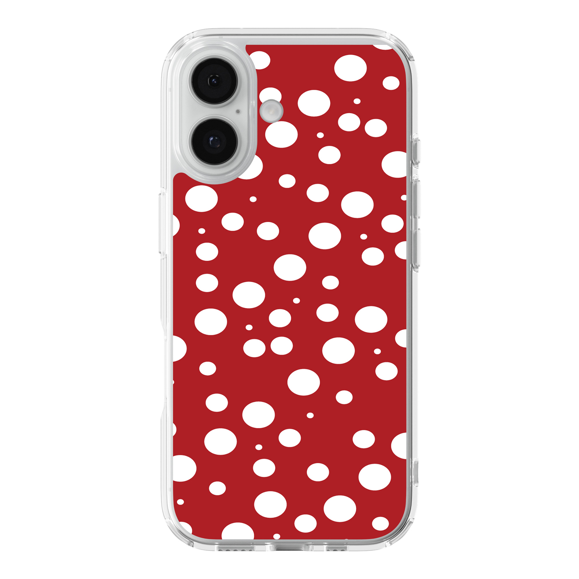 DistinctInk Red Polka Dots Clear MagSafe Case for iPhone 18 & 17 Series