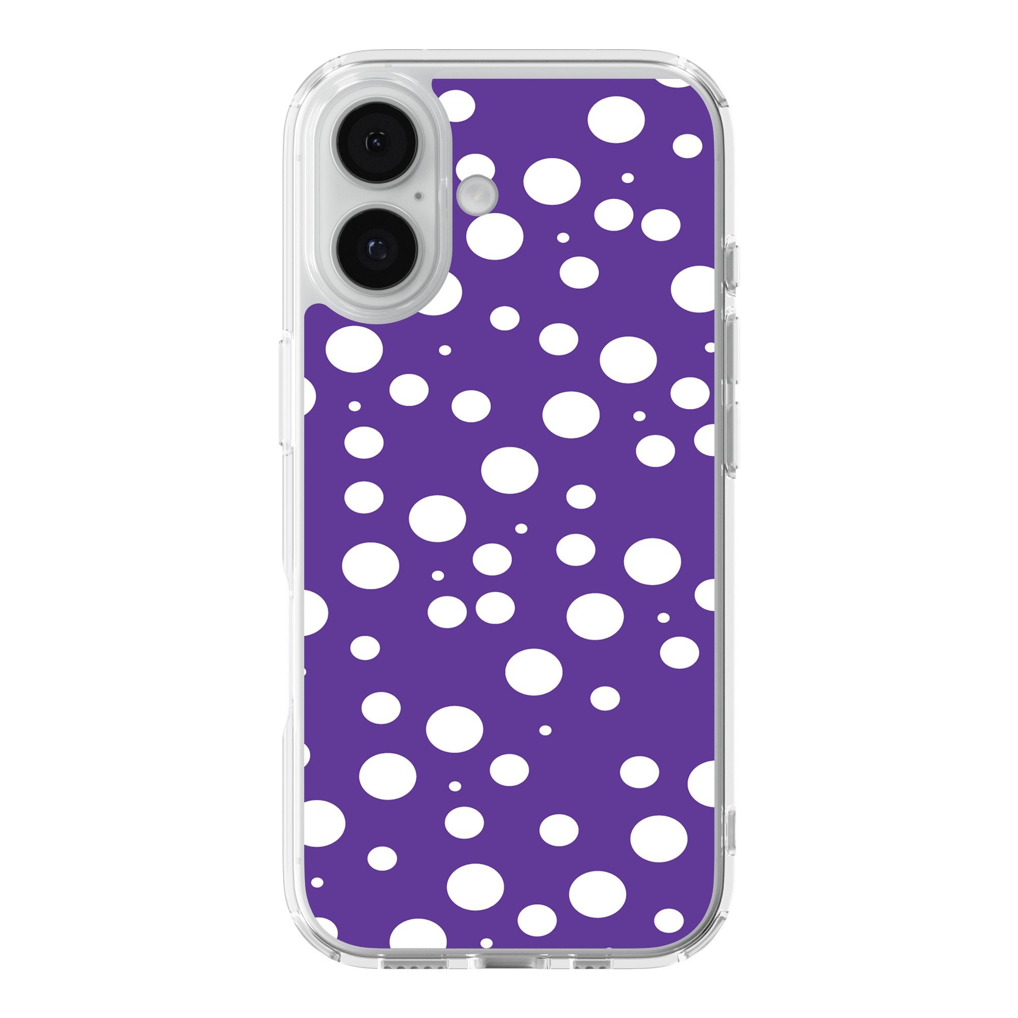 DistinctInk Purple Spots Clear MagSafe Case for iPhone 18 & 17 Series