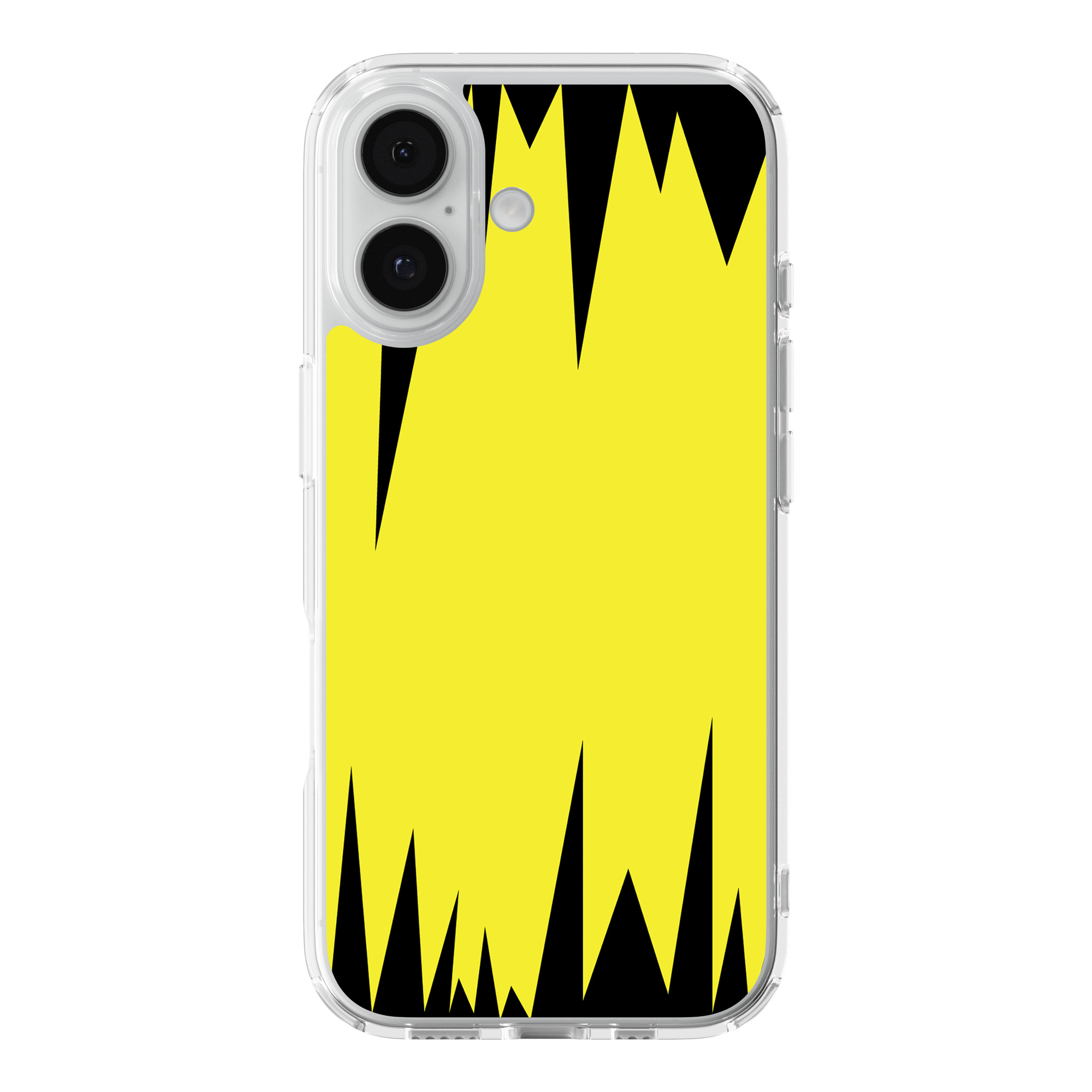 DistinctInk Yellow Black Spikes Clear MagSafe Case for iPhone 18 & 17 Series