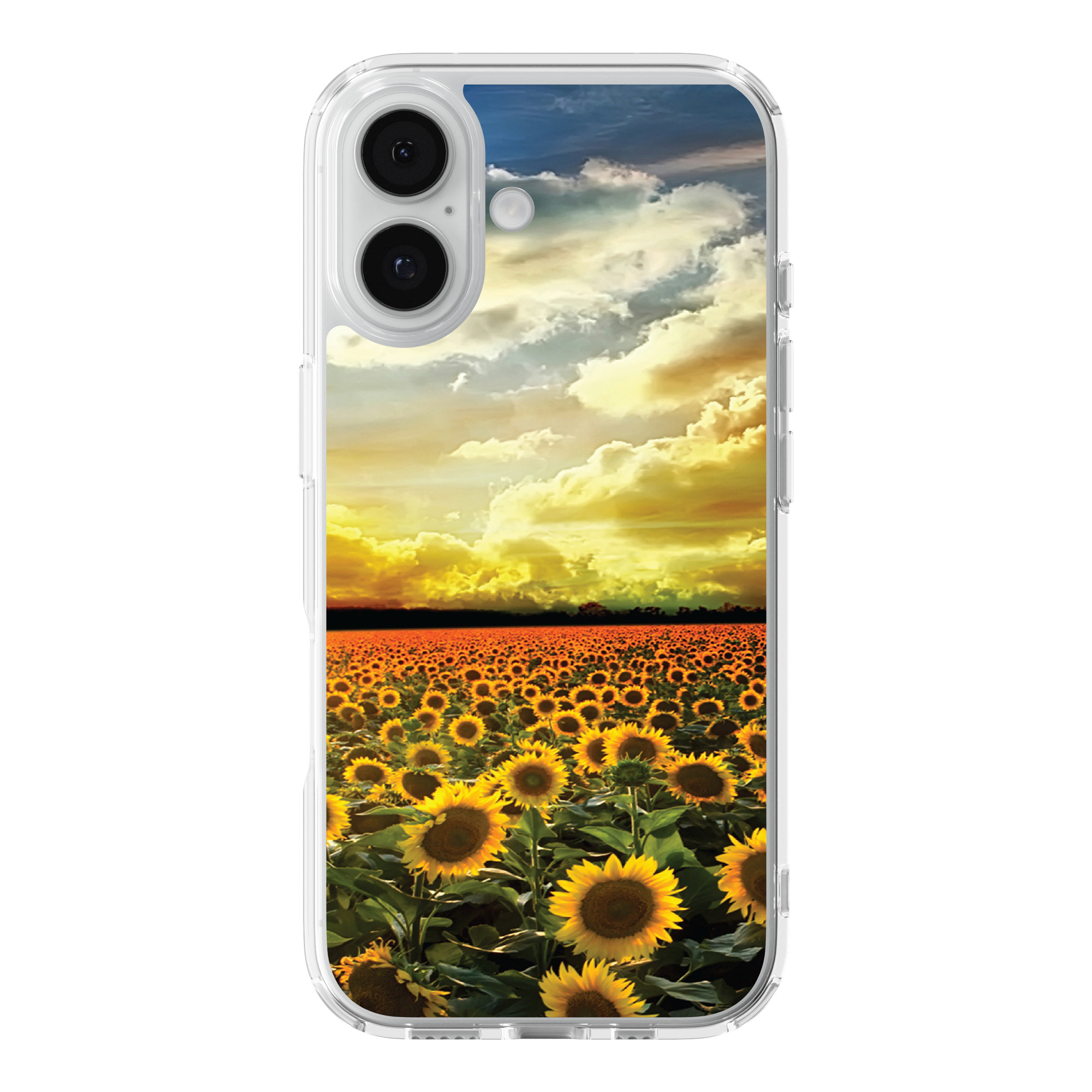 DistinctInk Sunflower Field Clear MagSafe Case for iPhone 18 & 17 Series