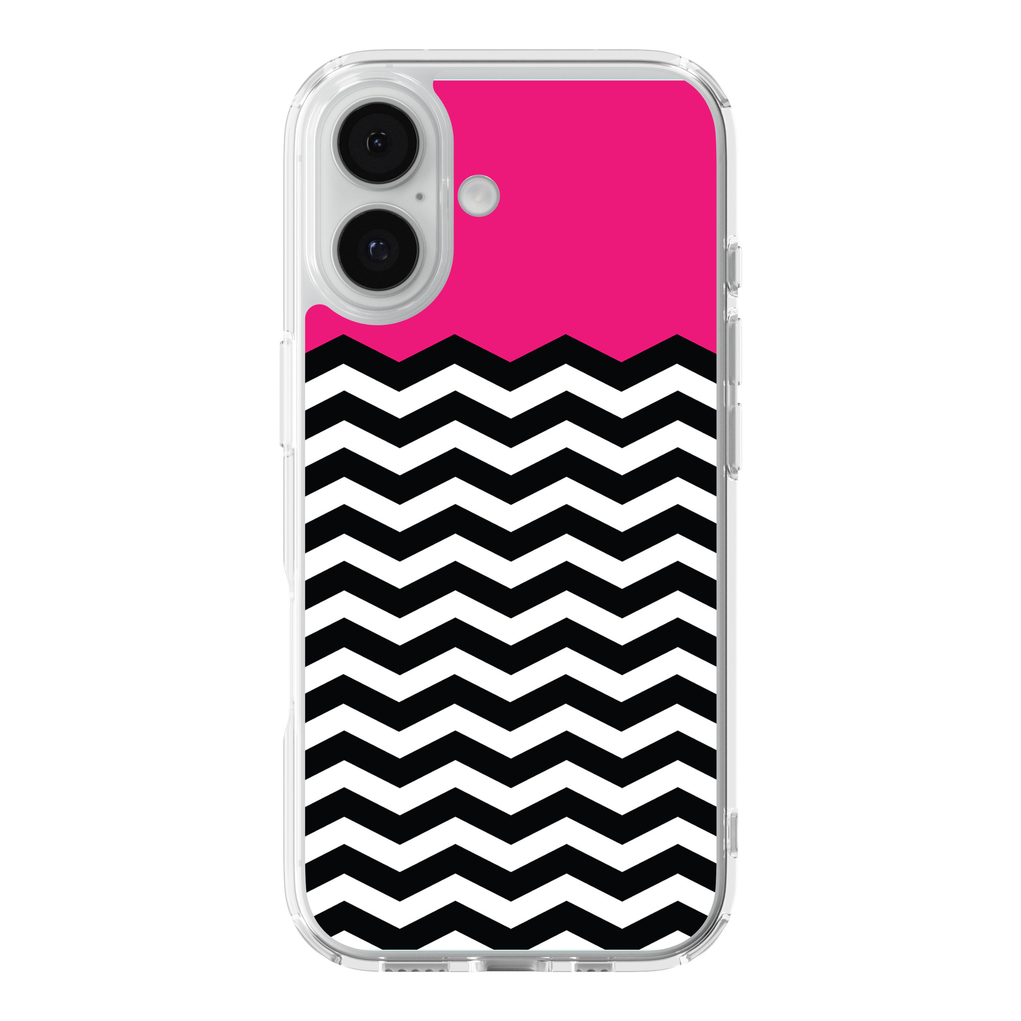 DistinctInk Pink Top Zigzag Clear MagSafe Case for iPhone 18 & 17 Series