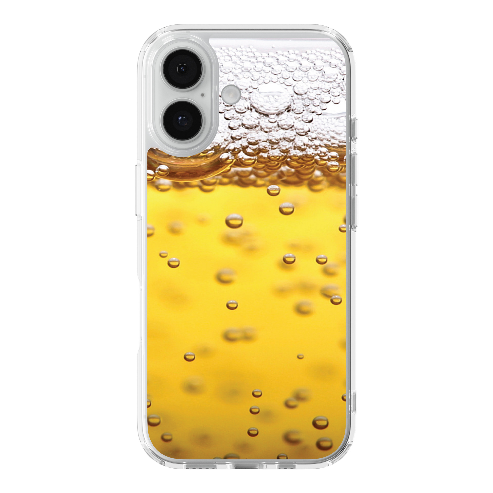 DistinctInk Beer Glass Foam Bubbles Clear MagSafe Case for iPhone 18 & 17 Series
