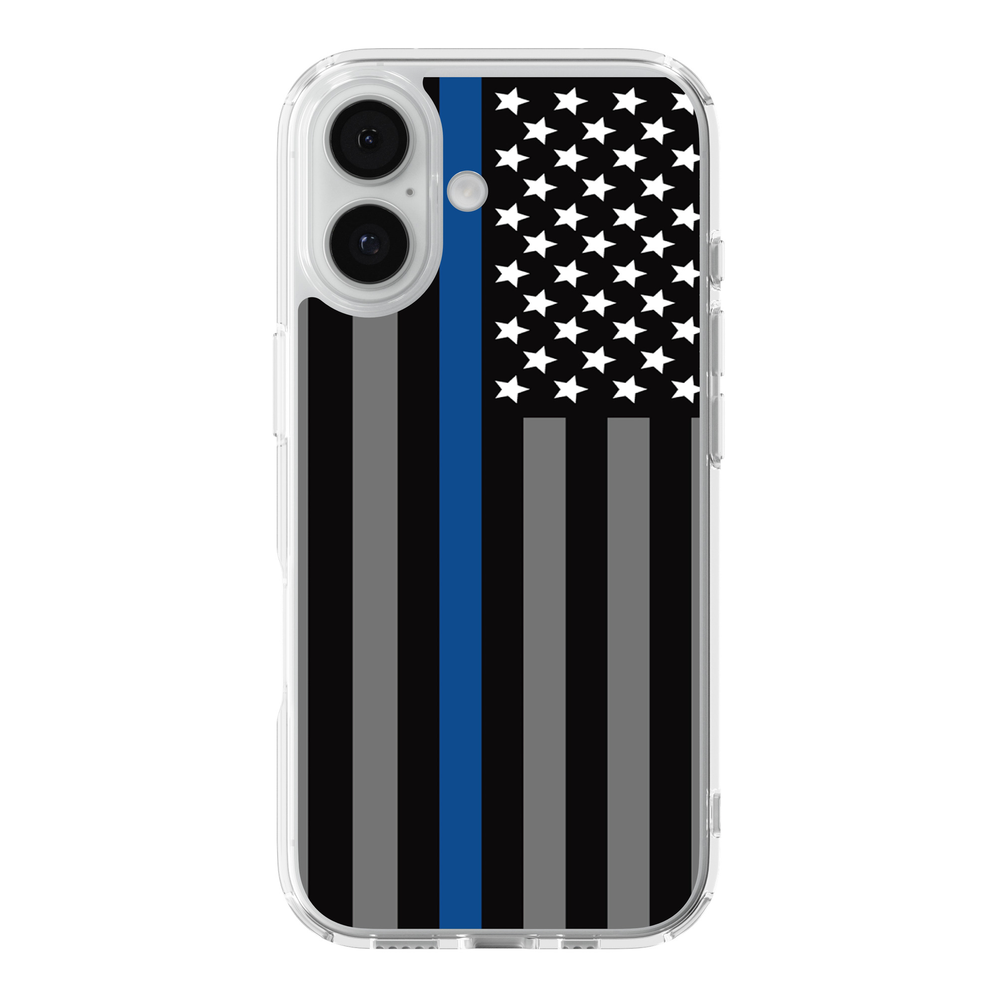 DistinctInk Thin Blue Line Clear MagSafe Case for iPhone 18 & 17 Series