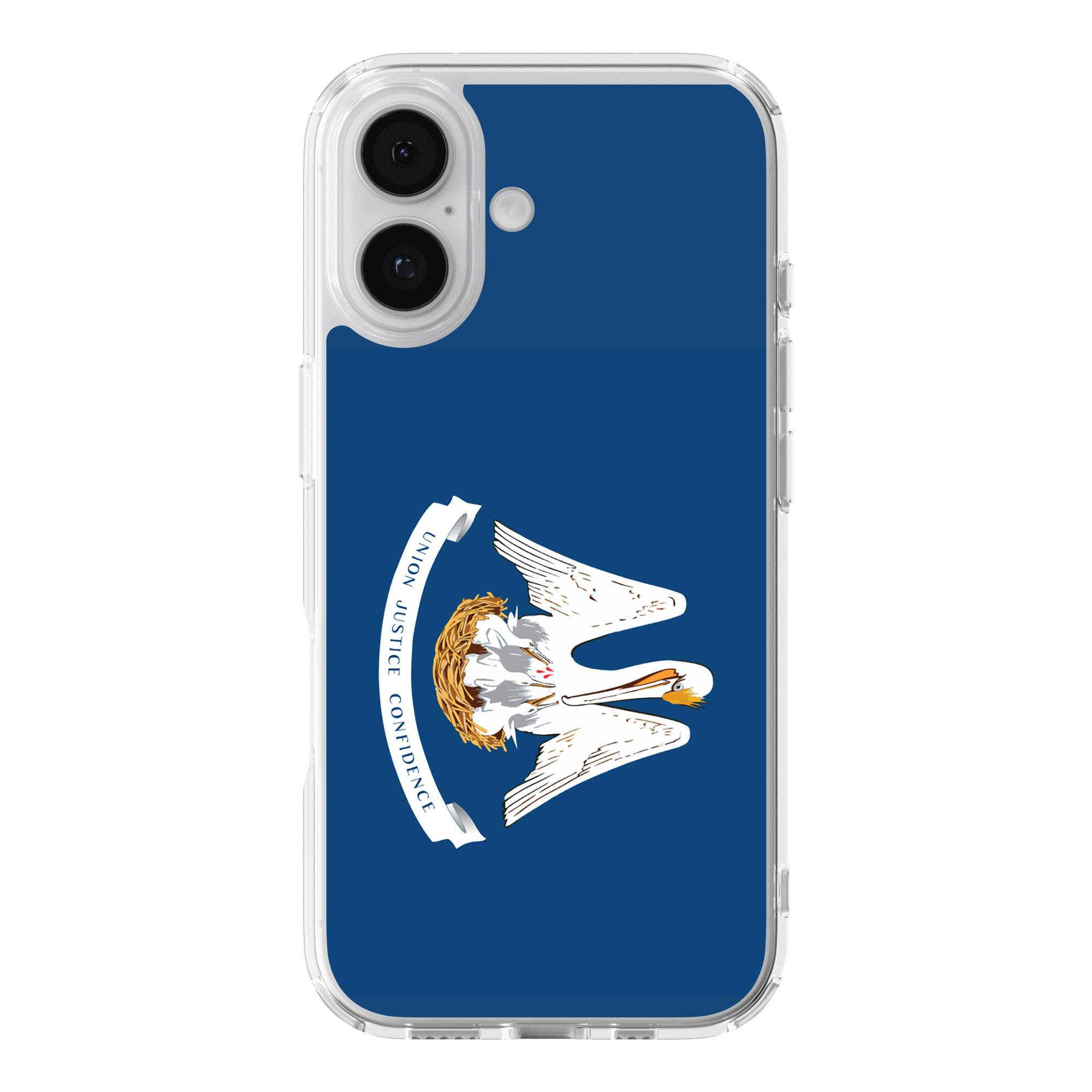 DistinctInk Louisiana State Flag Clear MagSafe Case for iPhone 18 & 17 Series