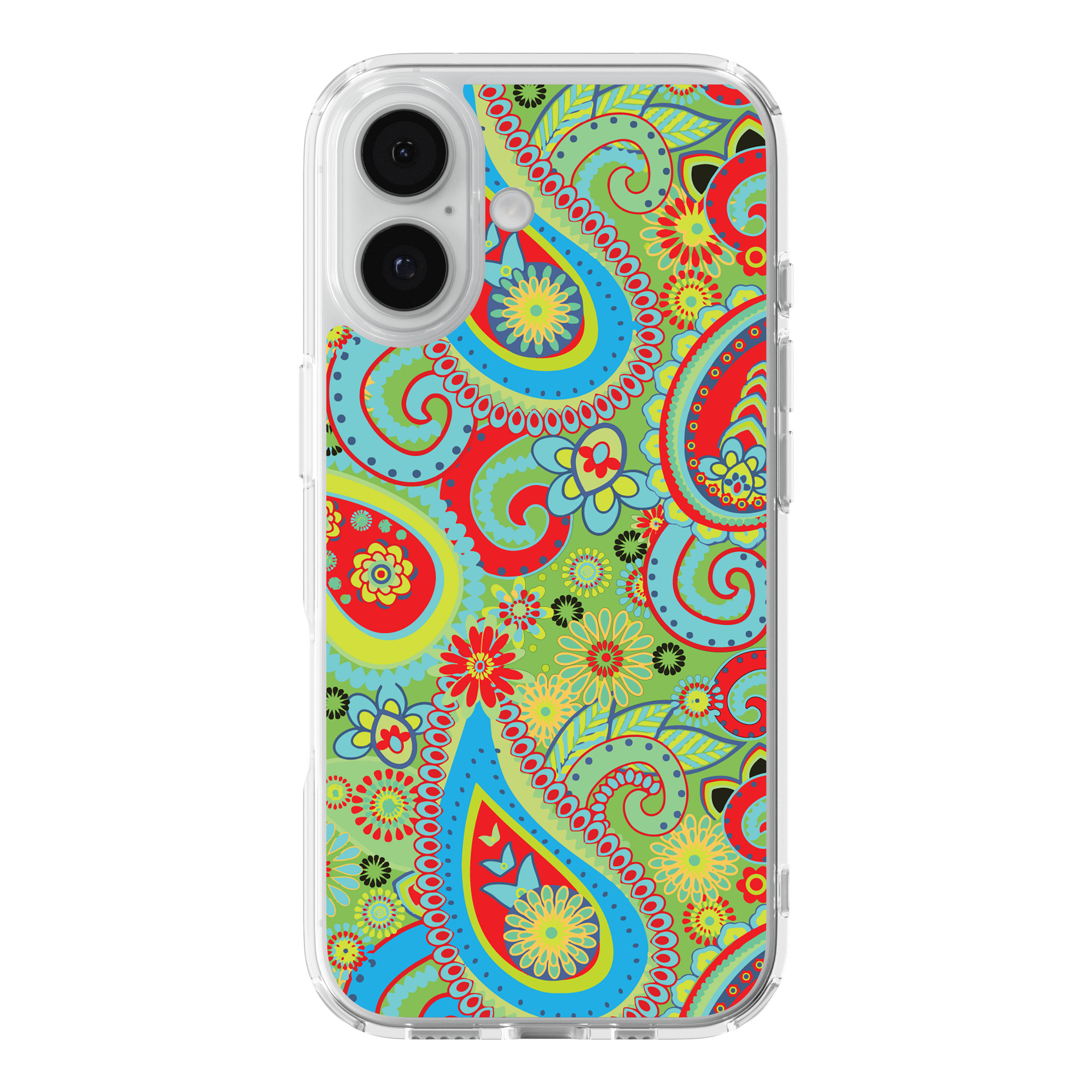 DistinctInk Green Paisley Clear MagSafe Case for iPhone 18 & 17 Series