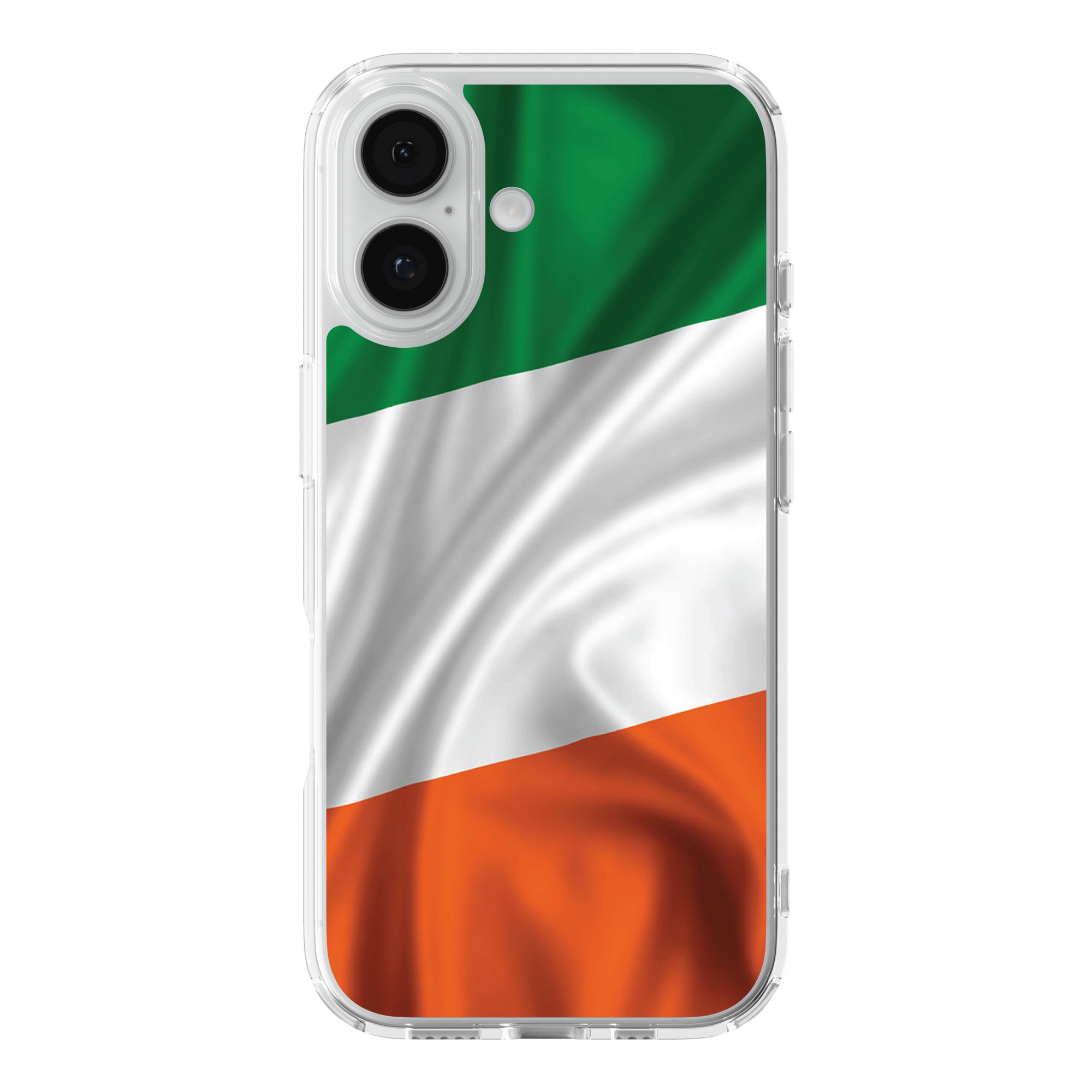 DistinctInk Wavy Irish Flag Clear MagSafe Case for iPhone 18 & 17 Series