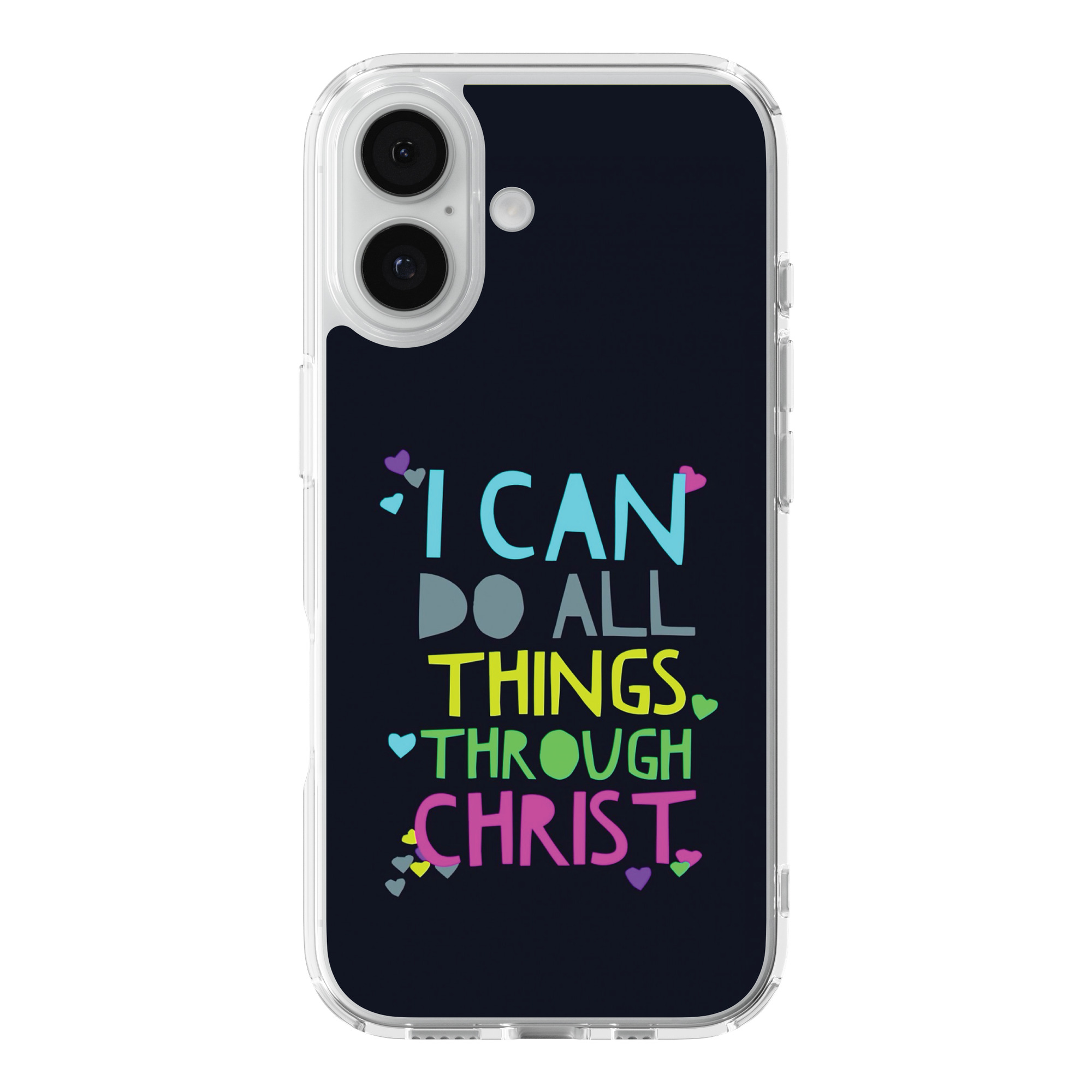 DistinctInk Colorful Hearts Clear MagSafe Case for iPhone 18 & 17 Series