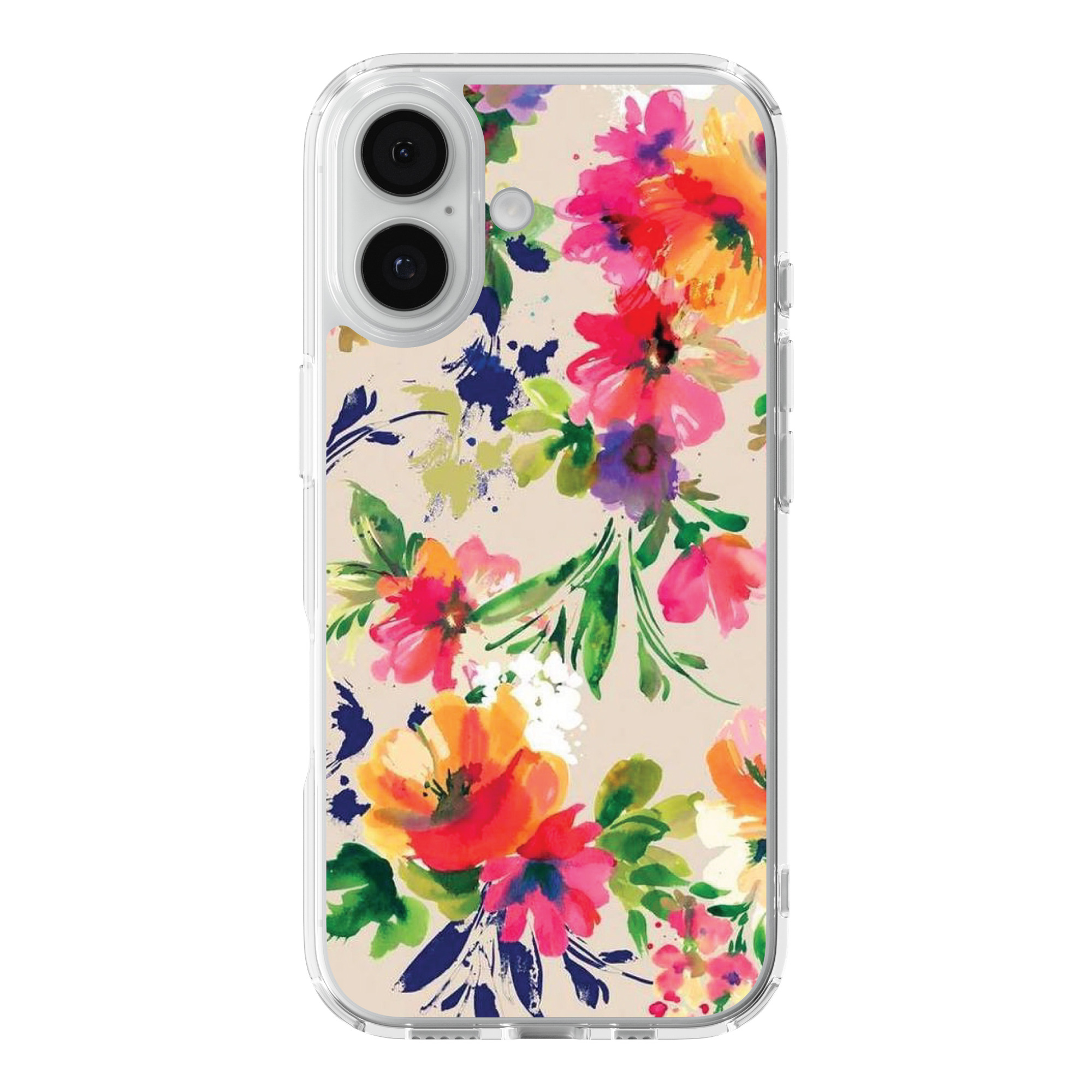 DistinctInk Pink Floral Clear MagSafe Case for iPhone 18 & 17 Series