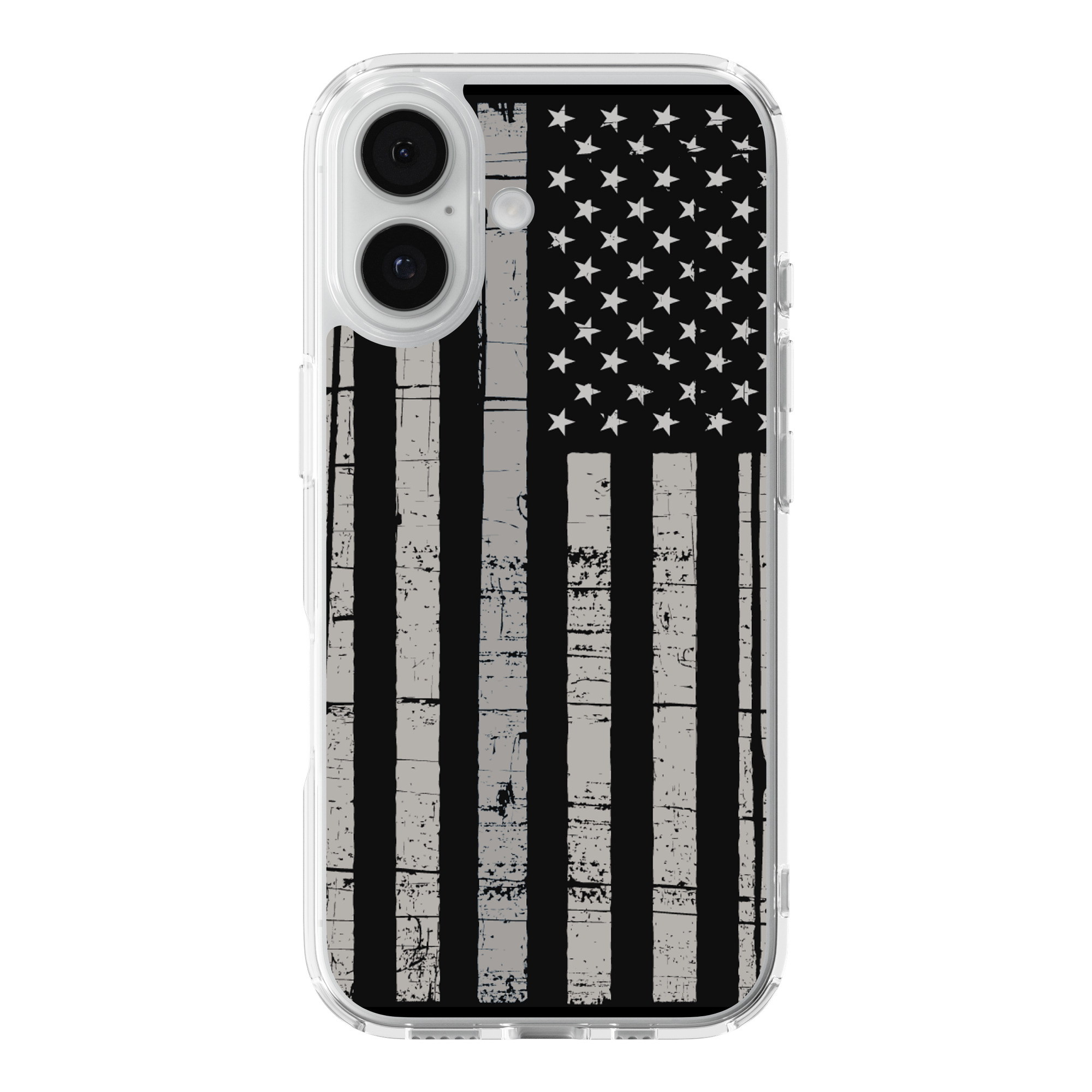 DistinctInk Black US Flag Clear MagSafe Case for iPhone 18 & 17 Series