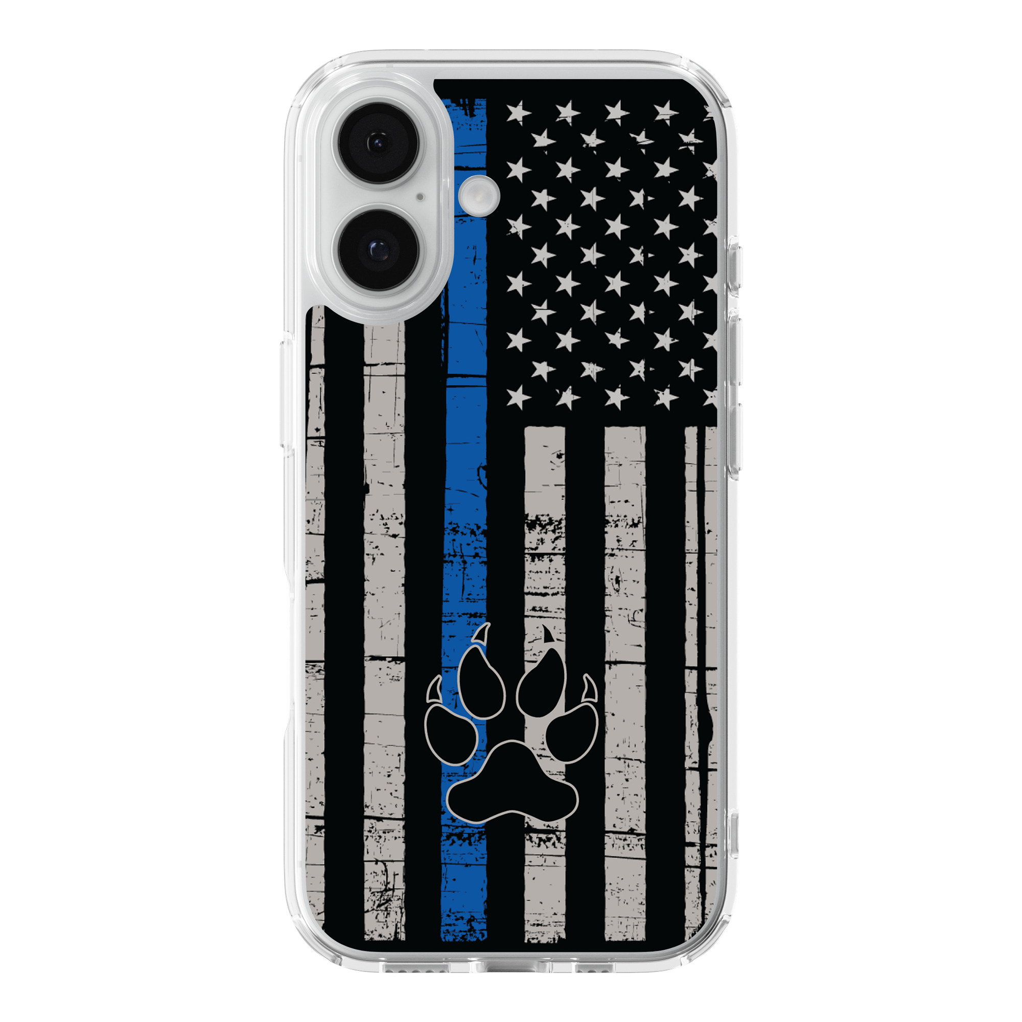 DistinctInk Thin Blue Paw Clear MagSafe Case for iPhone 18 & 17 Series