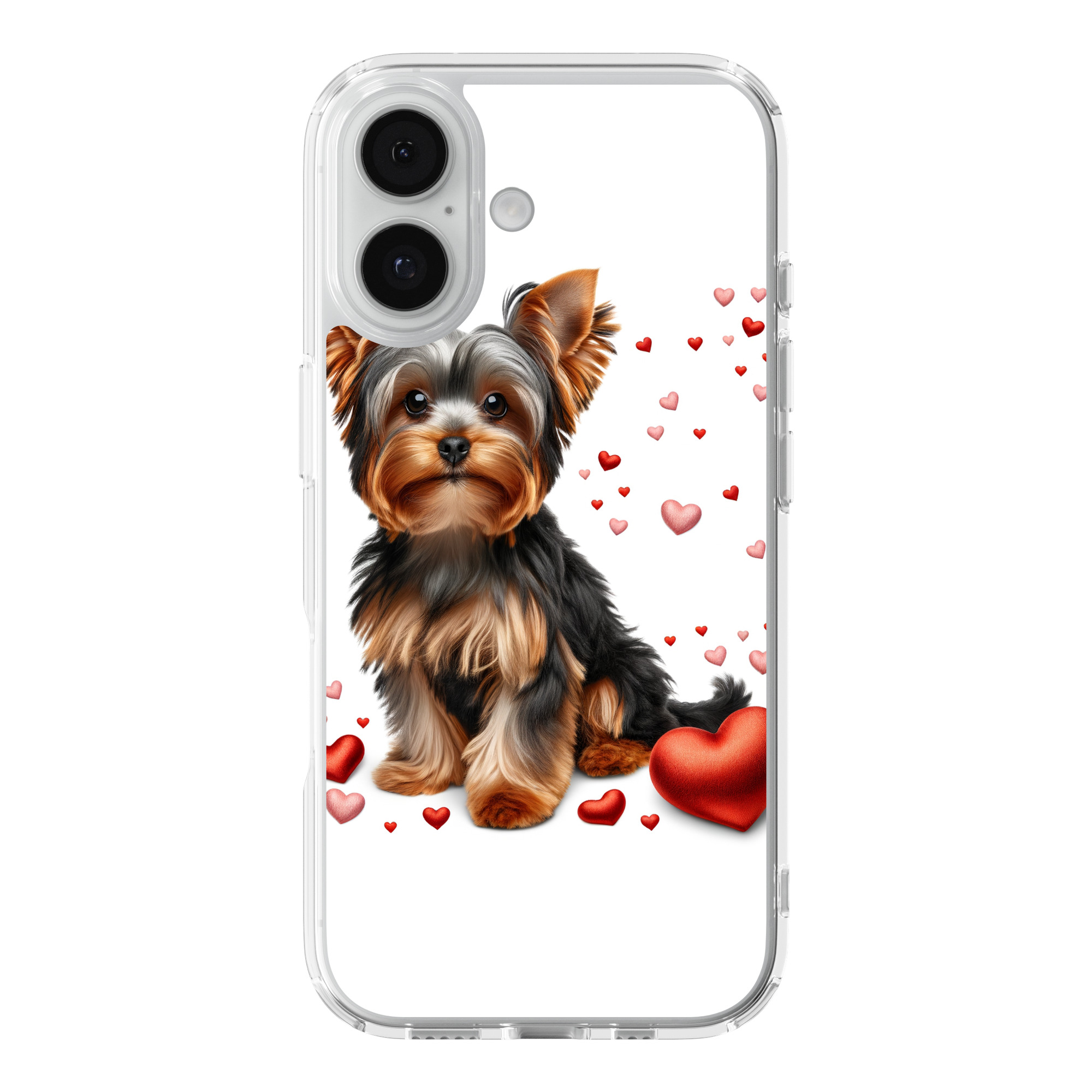 DistinctInk Valentine's Day Yorkshire Terrier Black Clear MagSafe Case