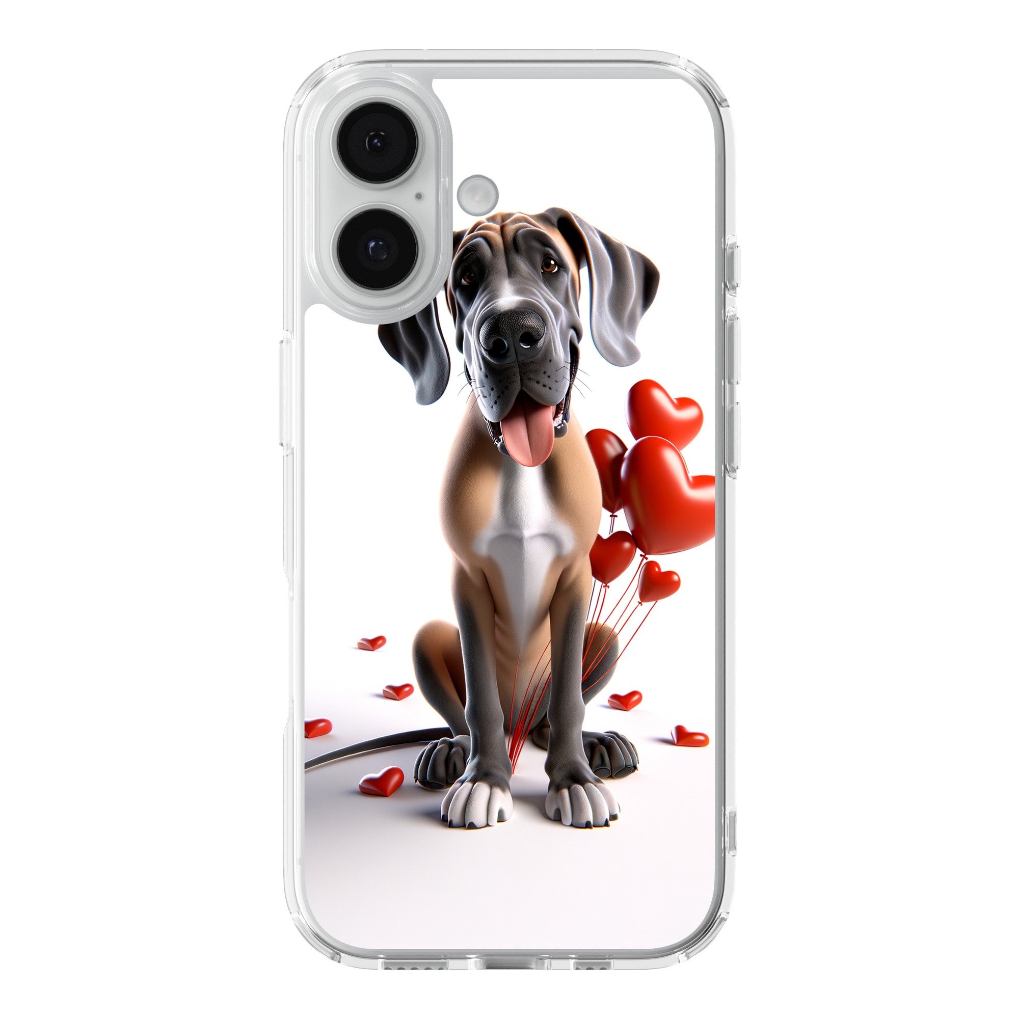 DistinctInk Valentine's Day Great Dane Black Clear MagSafe Case iPhone 18/17