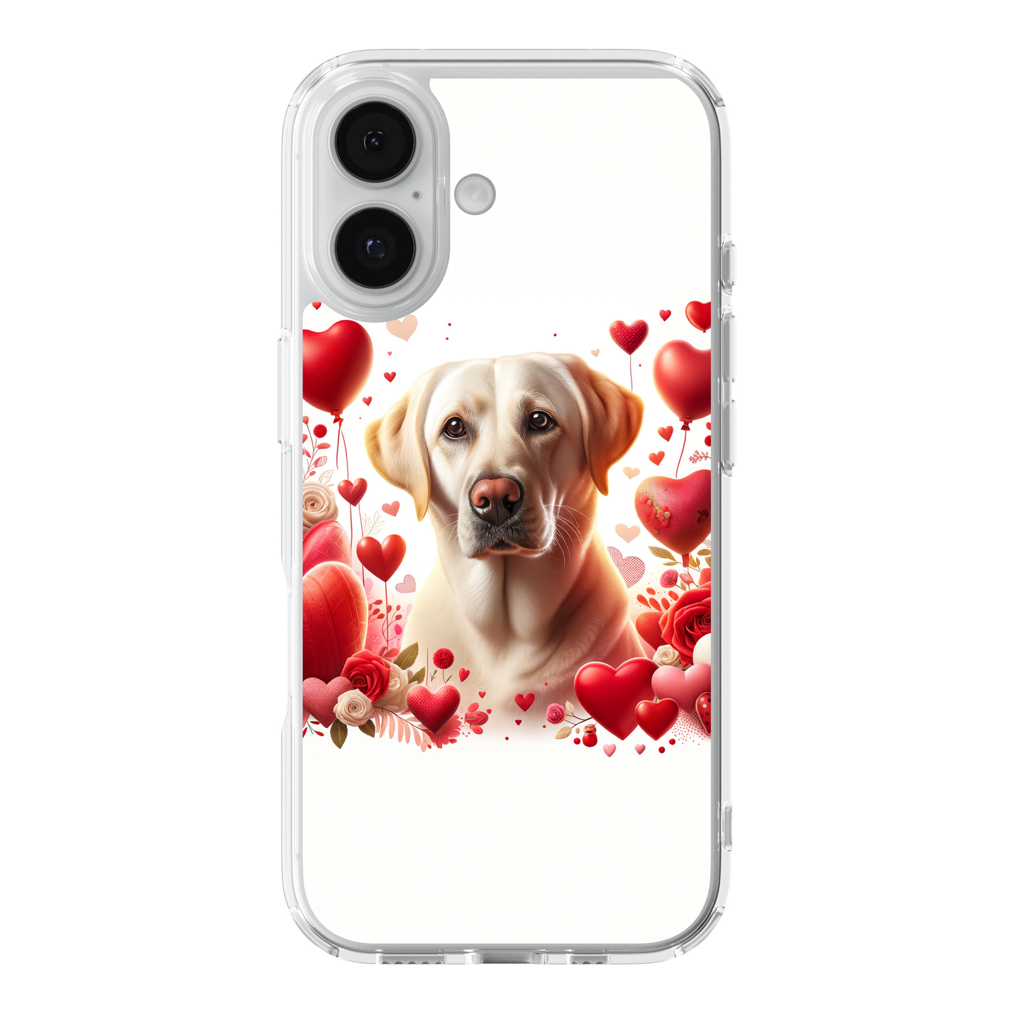 DistinctInk Valentine's Day Labrador Retriever Clear MagSafe Case iPhone 18/17