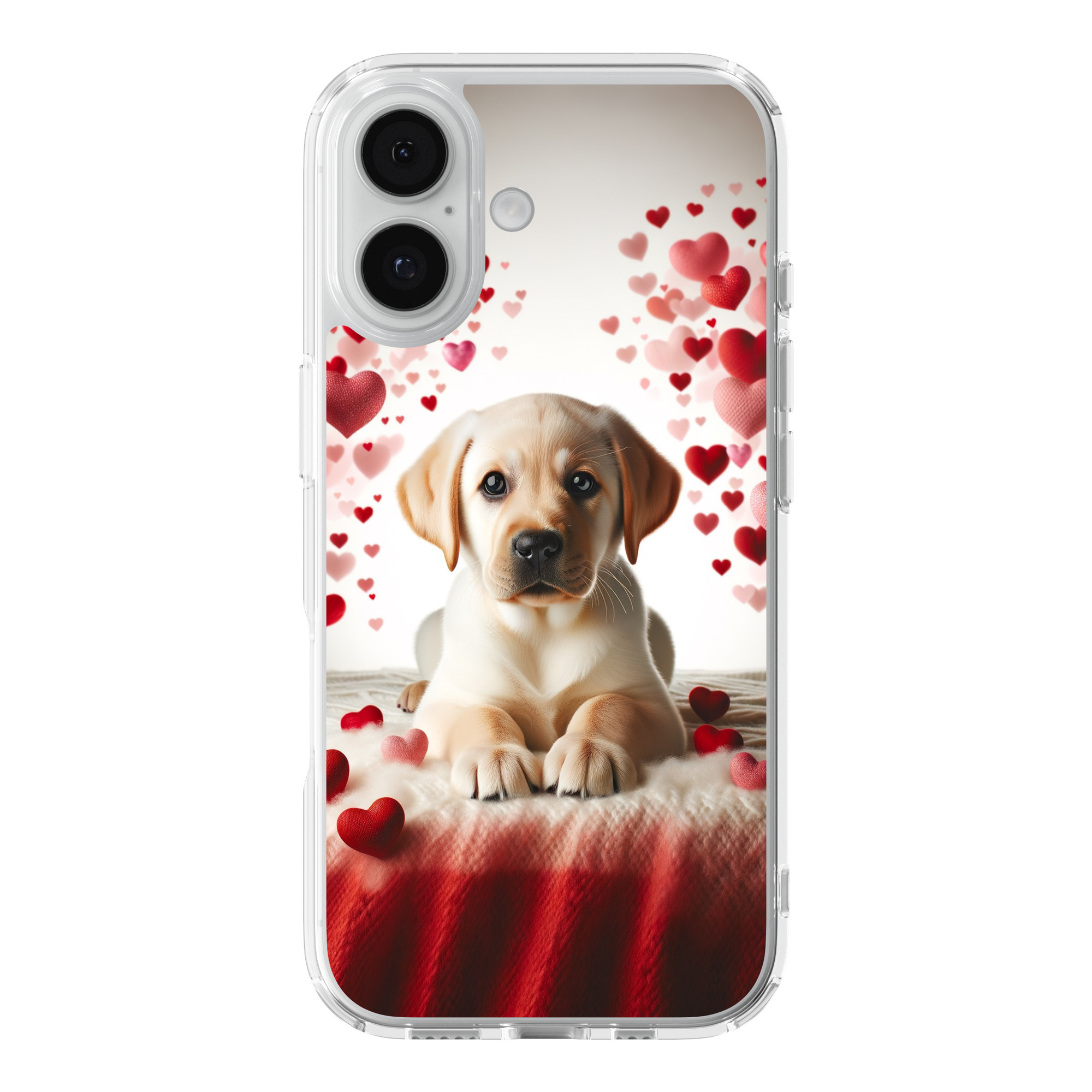 DistinctInk Valentine's Day Labrador Retriever Puppy Black Clear MagSafe Case