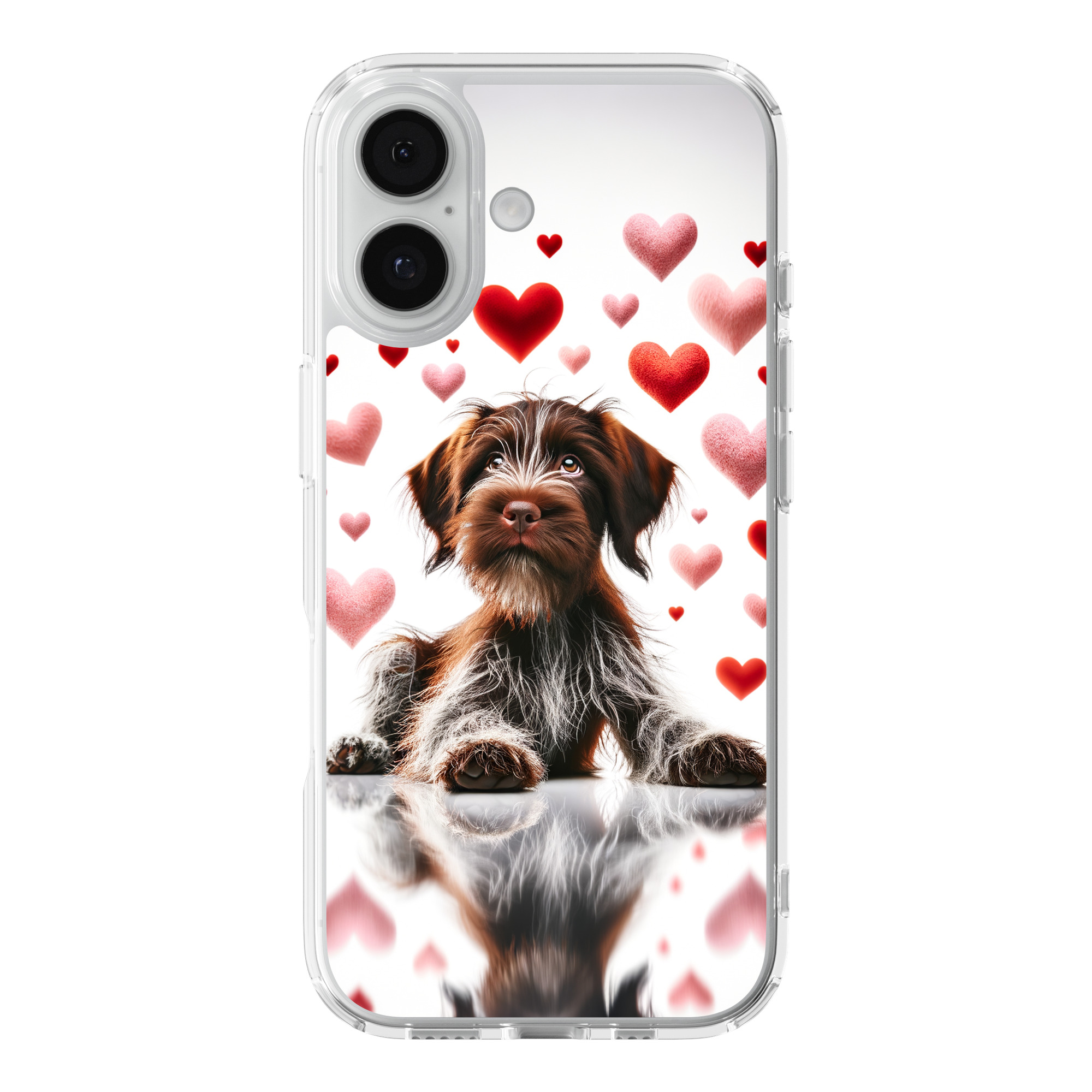DistinctInk Valentine's Day Wirehaired Pointing Griffon Puppy Black Clear MagSaf