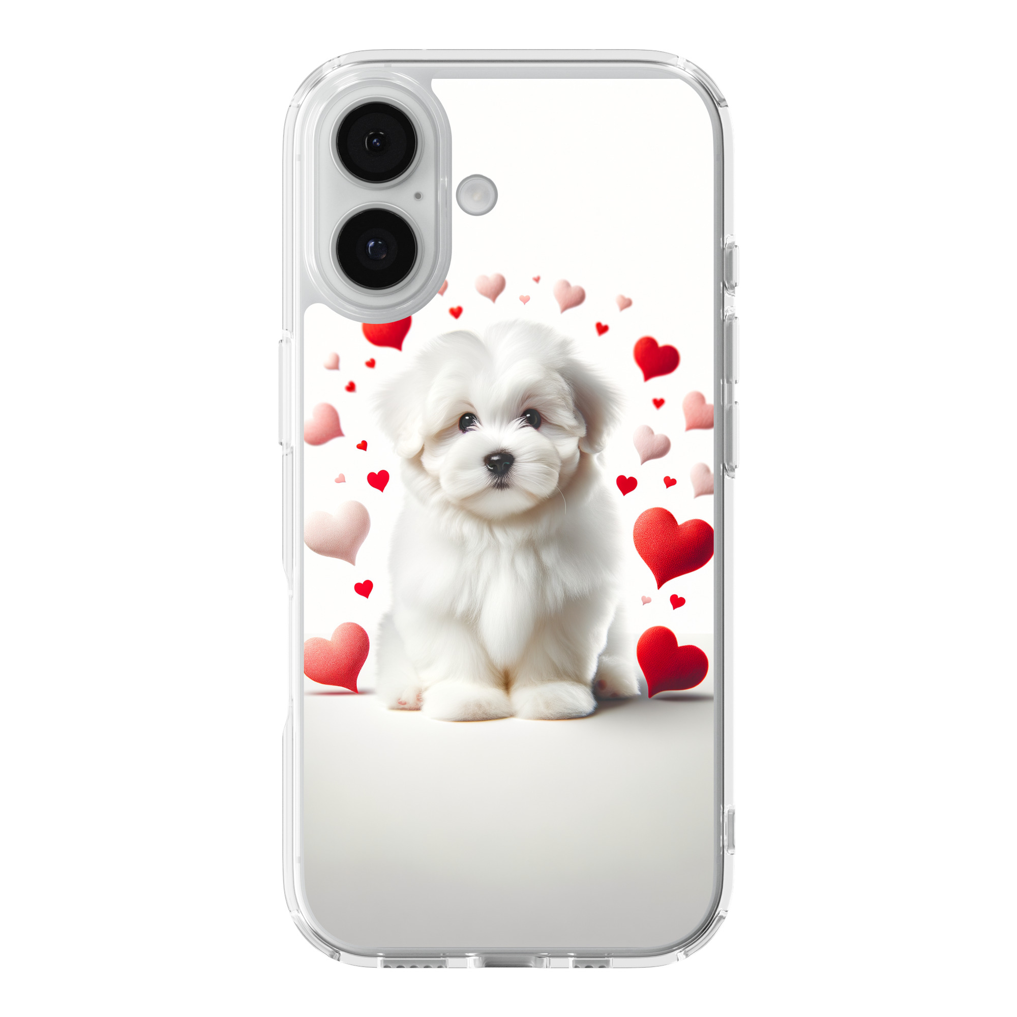 DistinctInk Valentine's Day Coton de Tulear Puppy Black Clear MagSafe Case