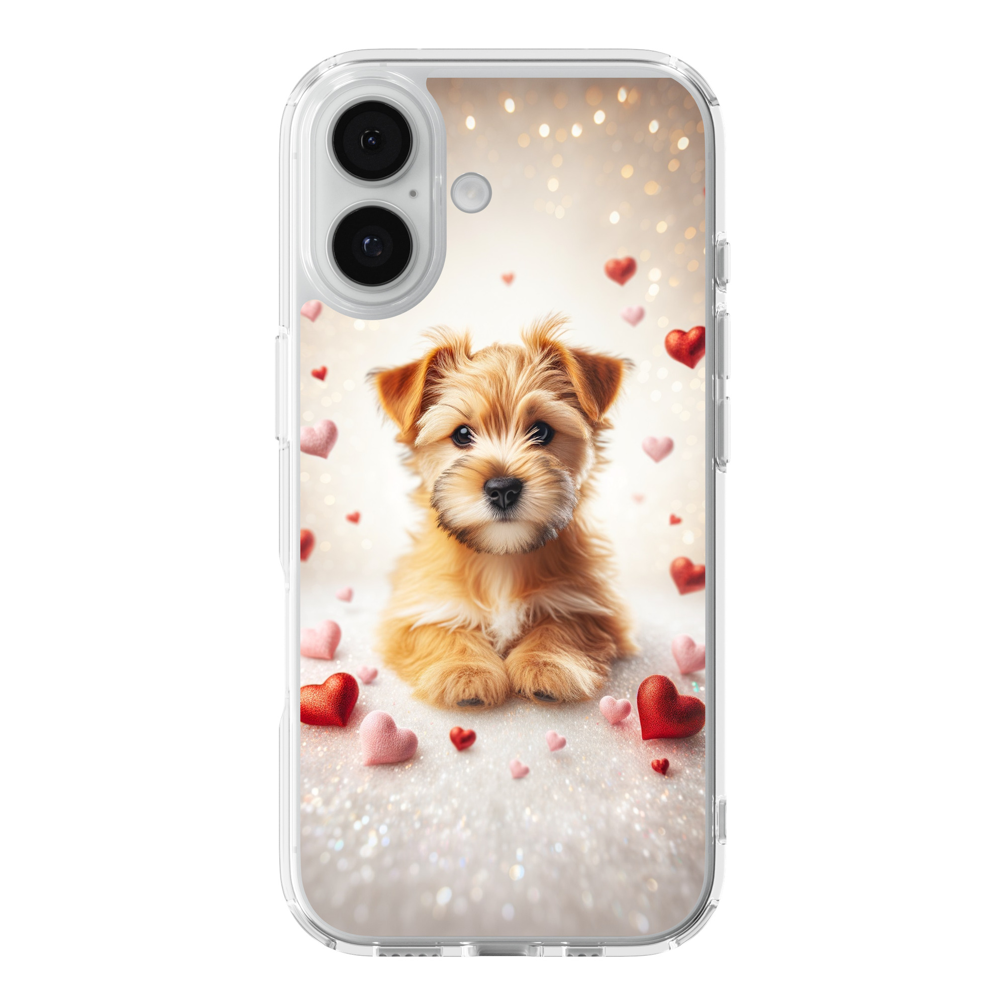 DistinctInk Valentine's Day Norfolk Terrier Puppy Black Clear MagSafe Case