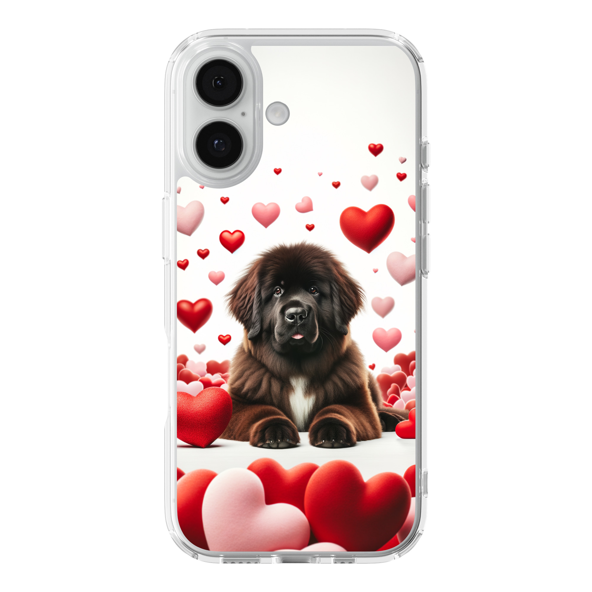DistinctInk Valentine's Day Newfoundland Black Clear MagSafe Case iPhone 18/17