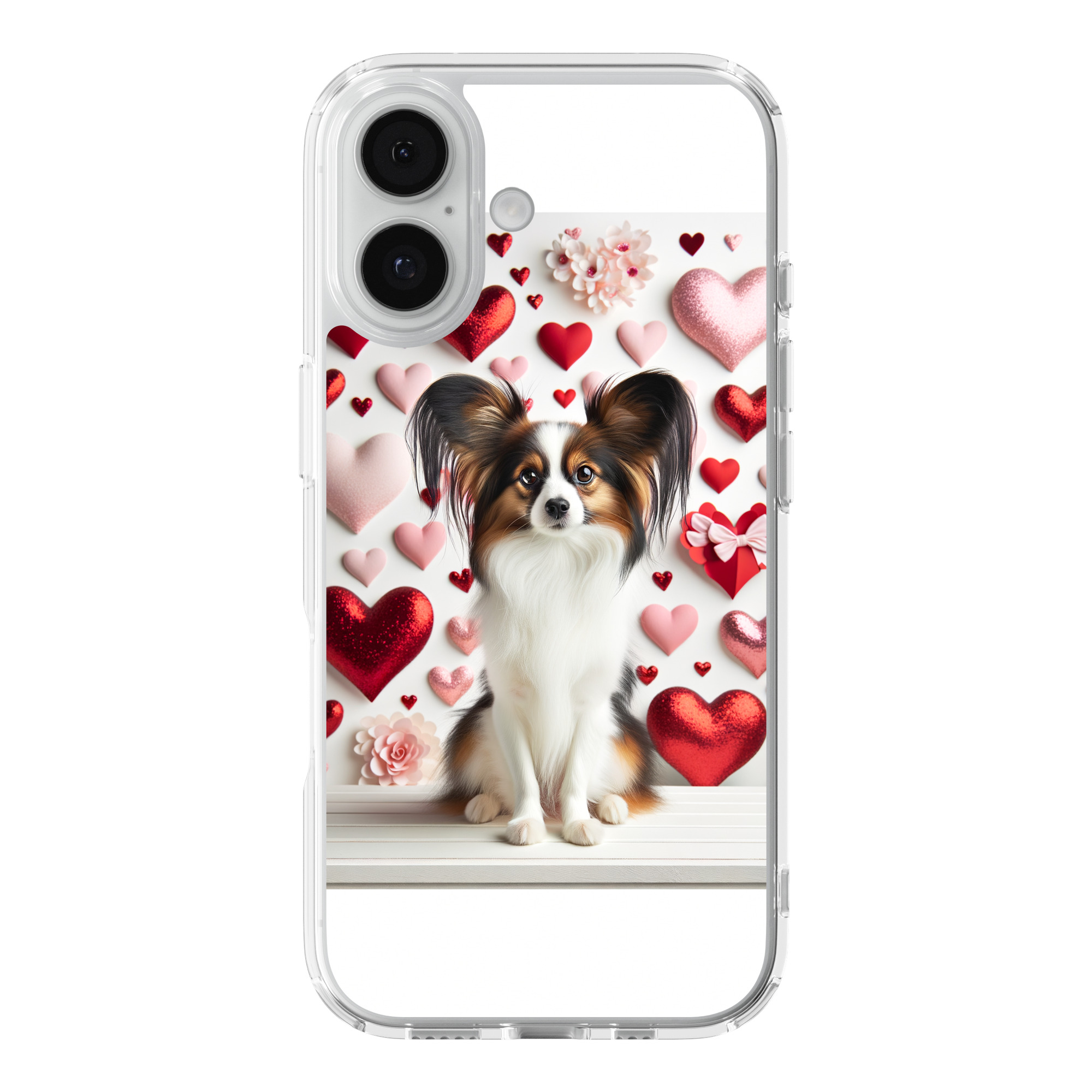 DistinctInk Valentine's Day Papillon Black Clear MagSafe Case for iPhone 18 & 17