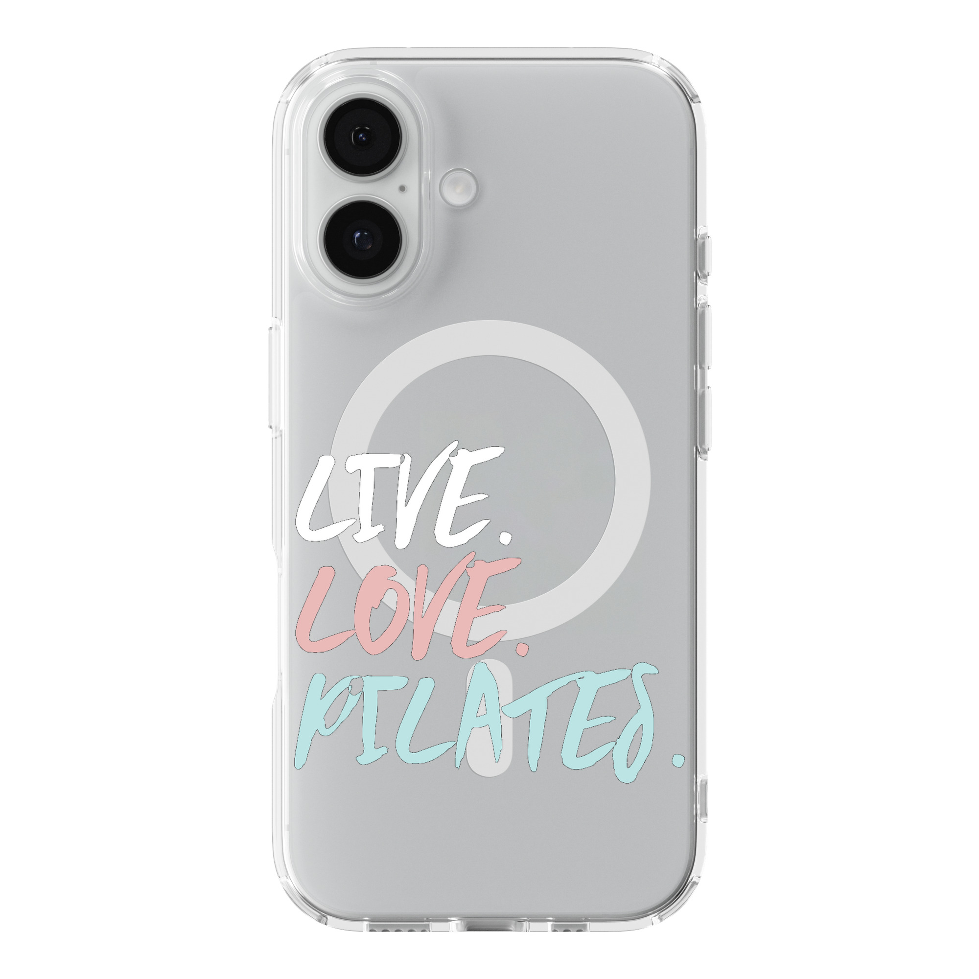 DistinctInk Love Pilates Clear MagSafe Case for iPhone 18 & 17 Series