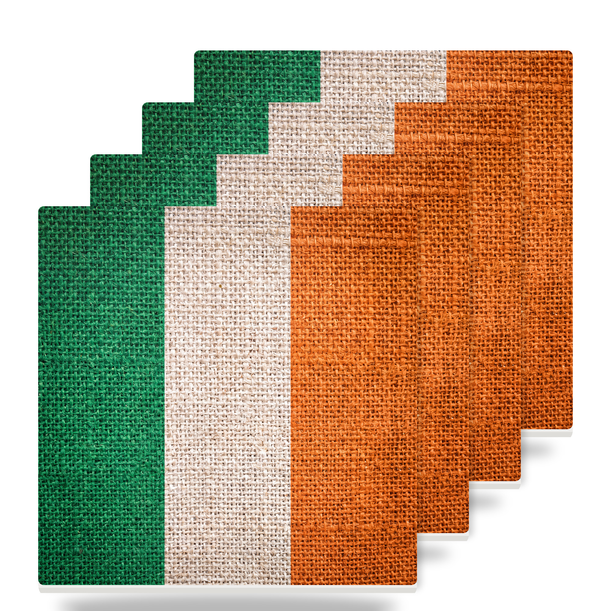 Ireland Flag Pride ceramic coaster set of 4 with cork back — made by hand at DistinctInk