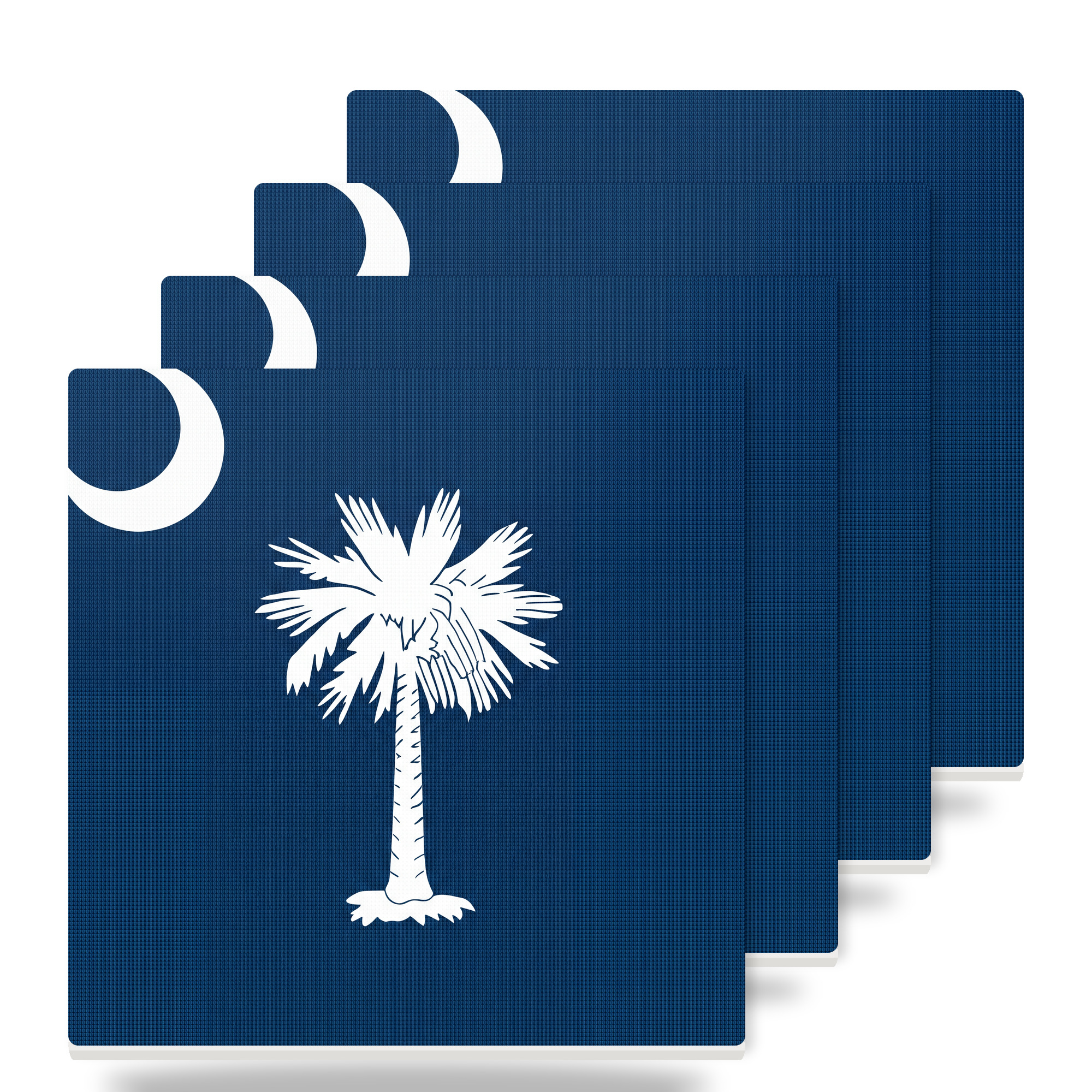 South Carolina State Flag ceramic coaster set of 4 with cork back — made by hand at DistinctInk
