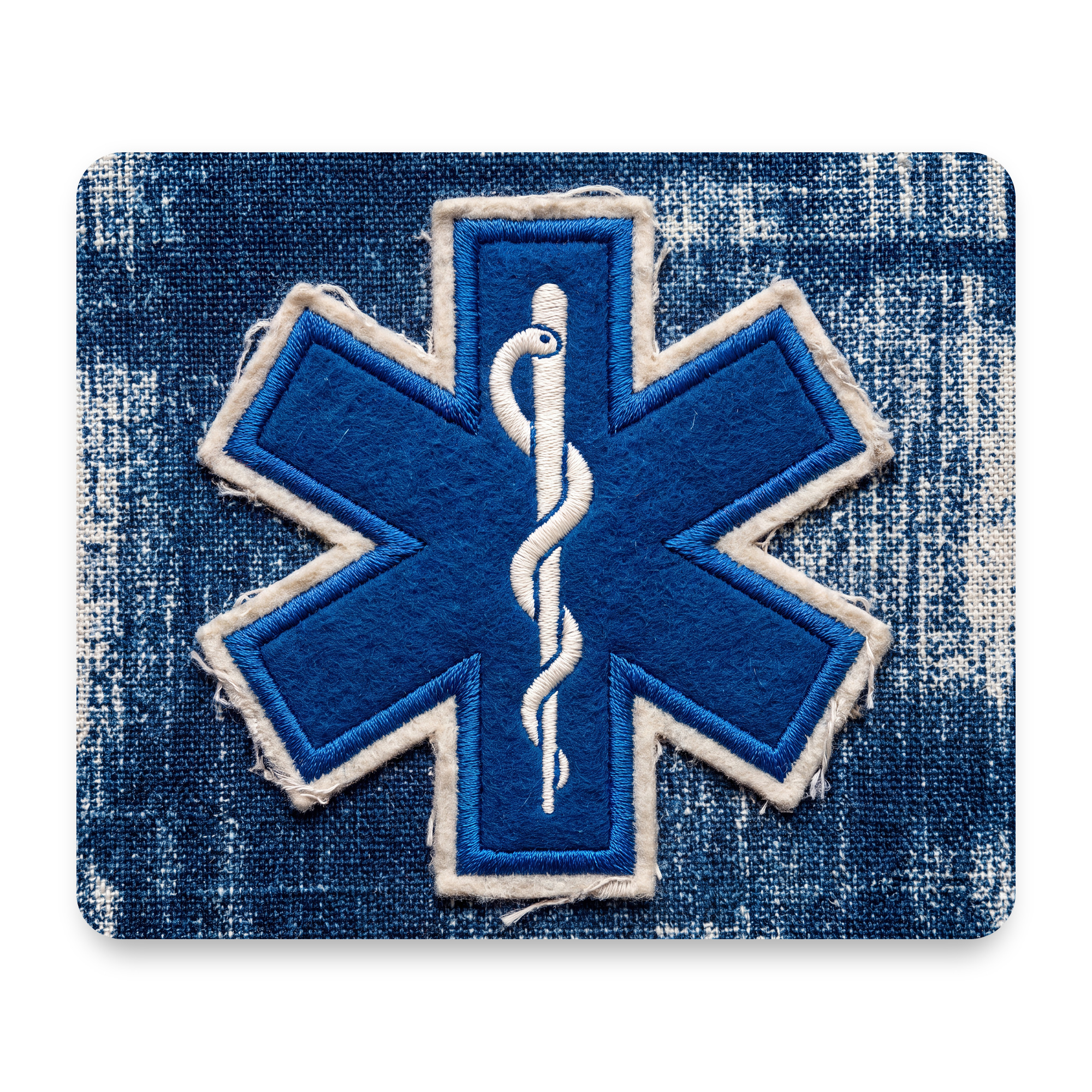 EMS Star Of Life 1/4" neoprene mouse pad — printed by hand at DistinctInk